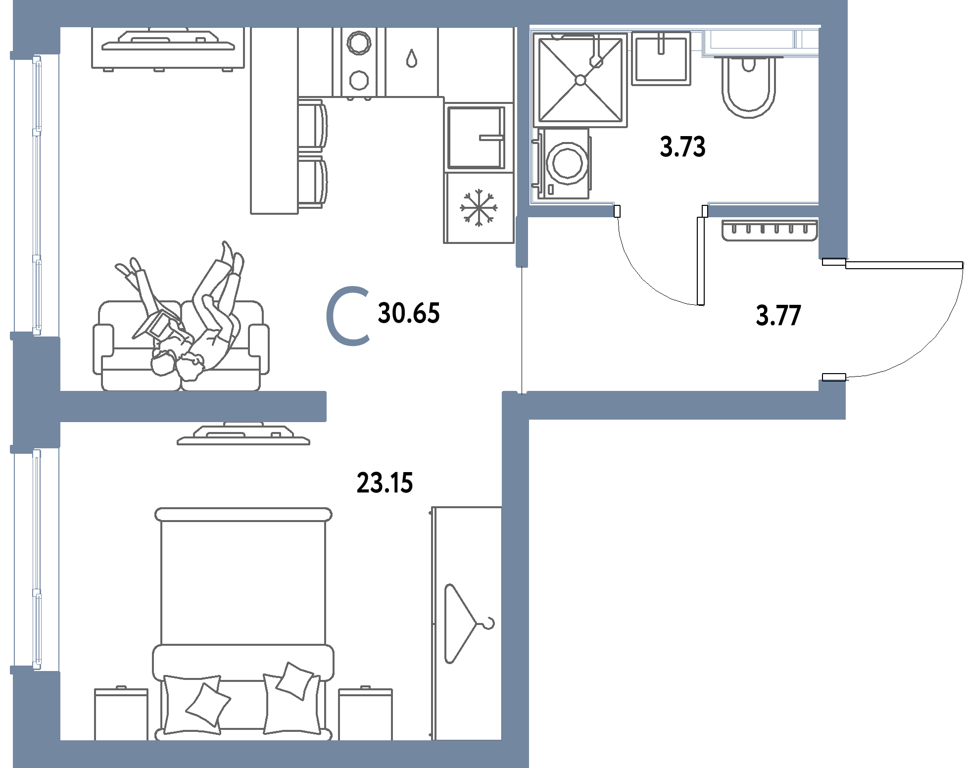ЖК "Страна.Парковая"-Студия 30.65 м²