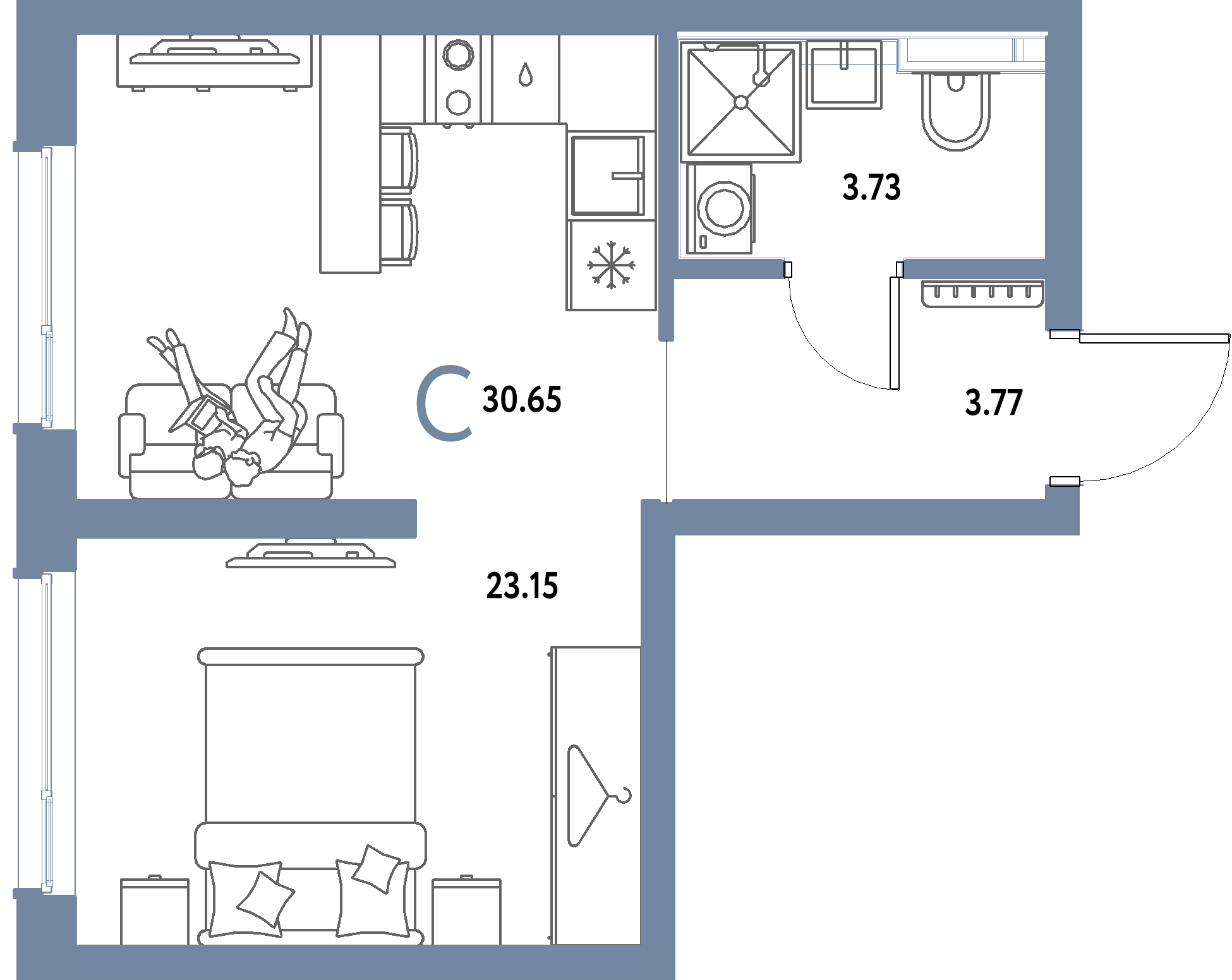 ЖК "Страна.Парковая"-Студия 30.65 м²
