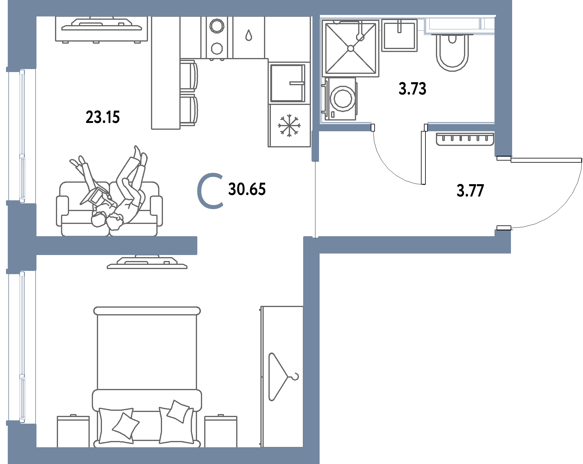 ЖК "Страна.Парковая"-Студия 30.65 м²