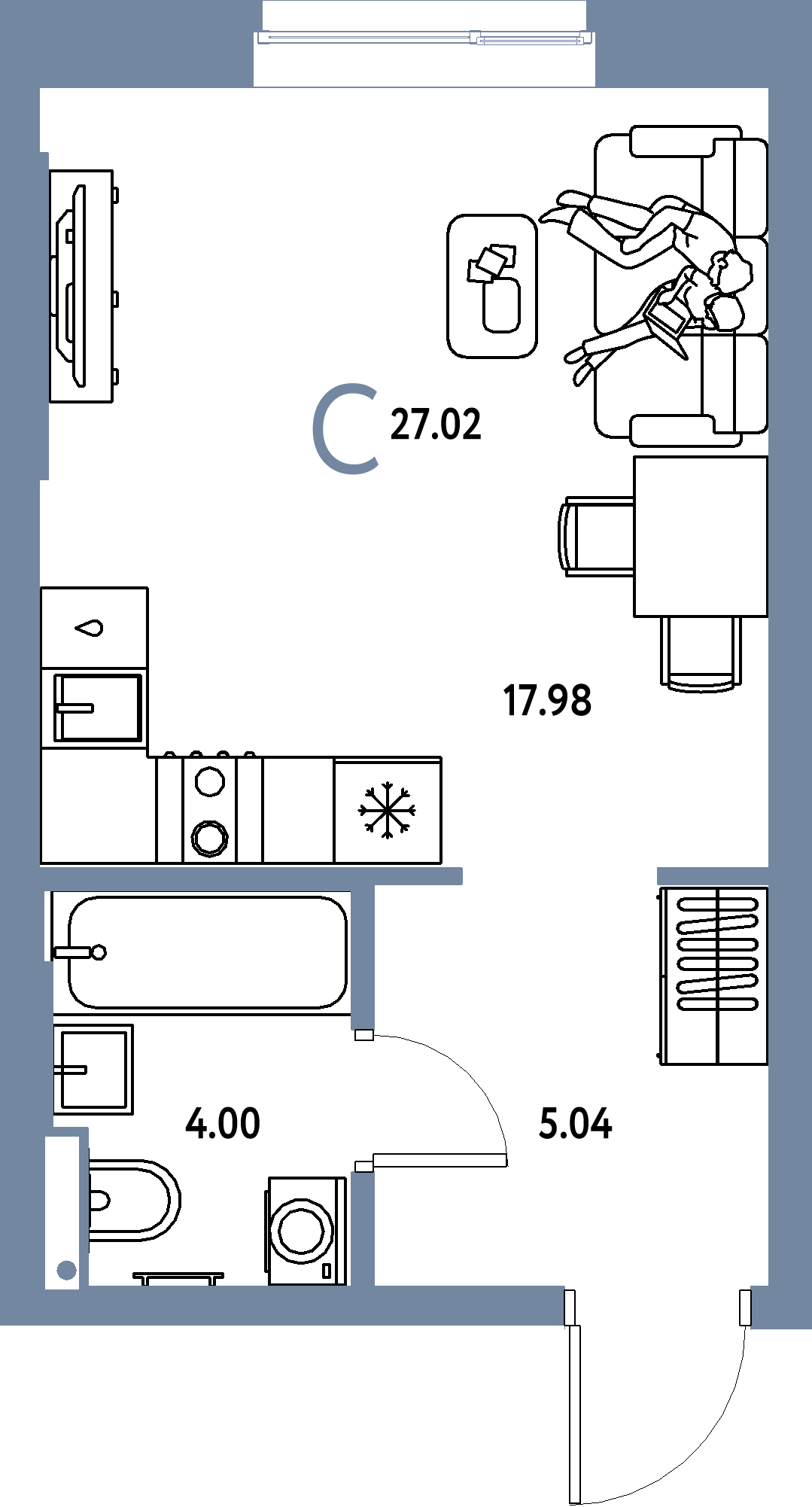 Купить Студию 27.02м², этаж №7 кв №68 в ЖК 