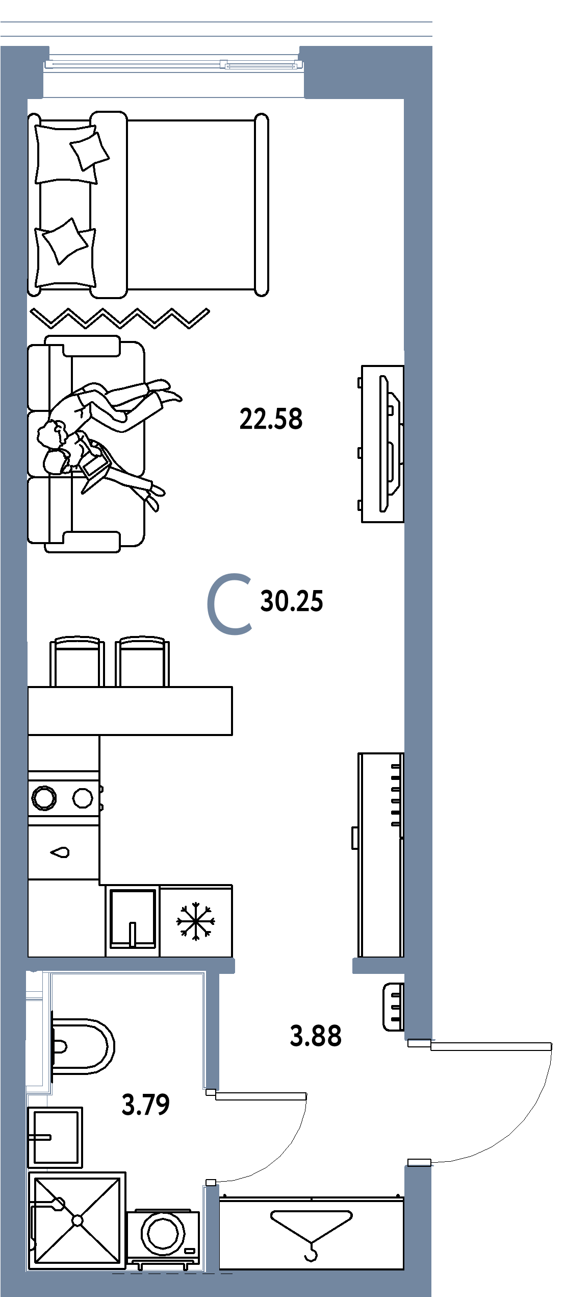 ЖК "Страна.Прибрежная"-Студия 30.25 м²