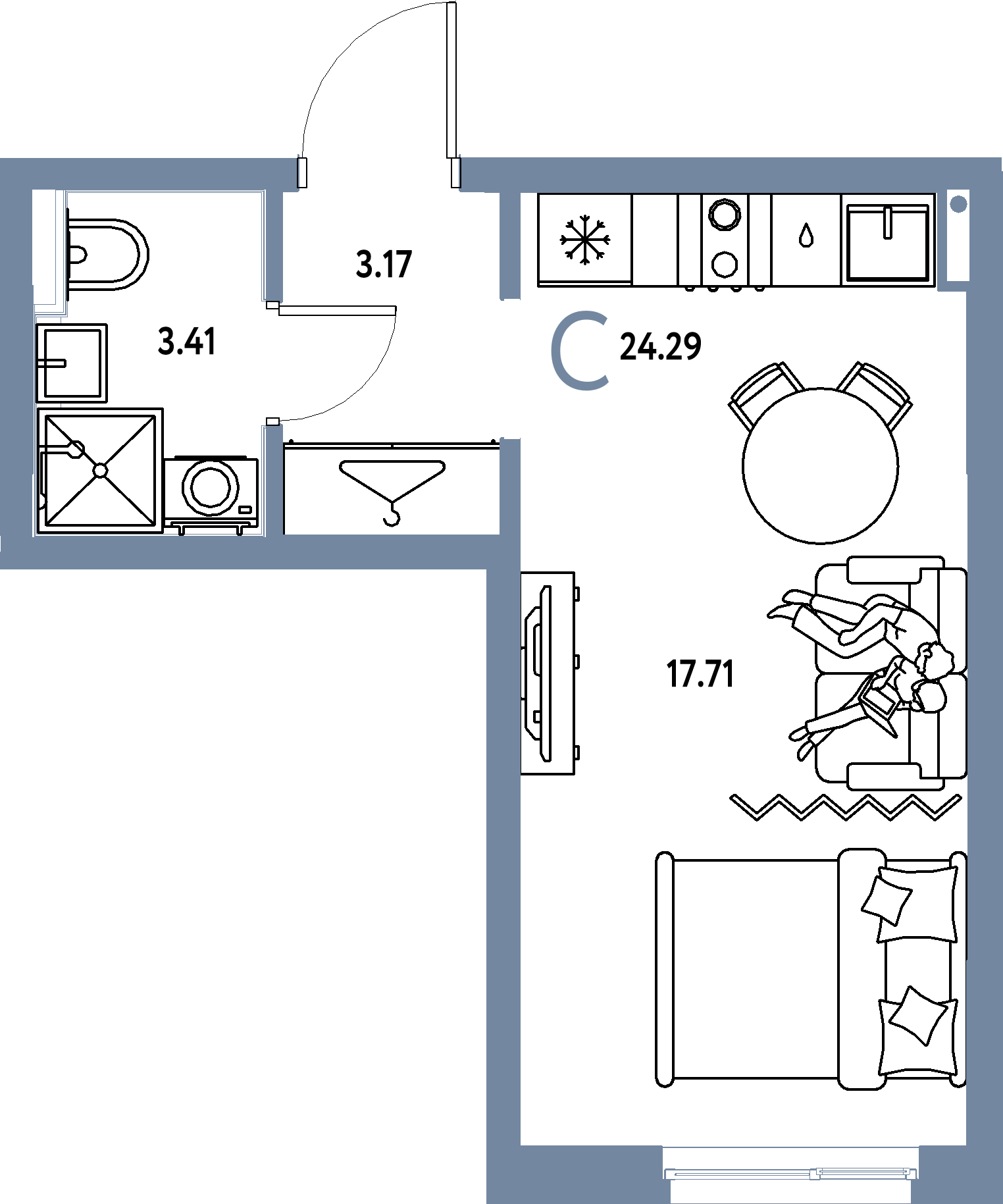 ЖК "Страна.Прибрежная"-Студия 24.29 м²