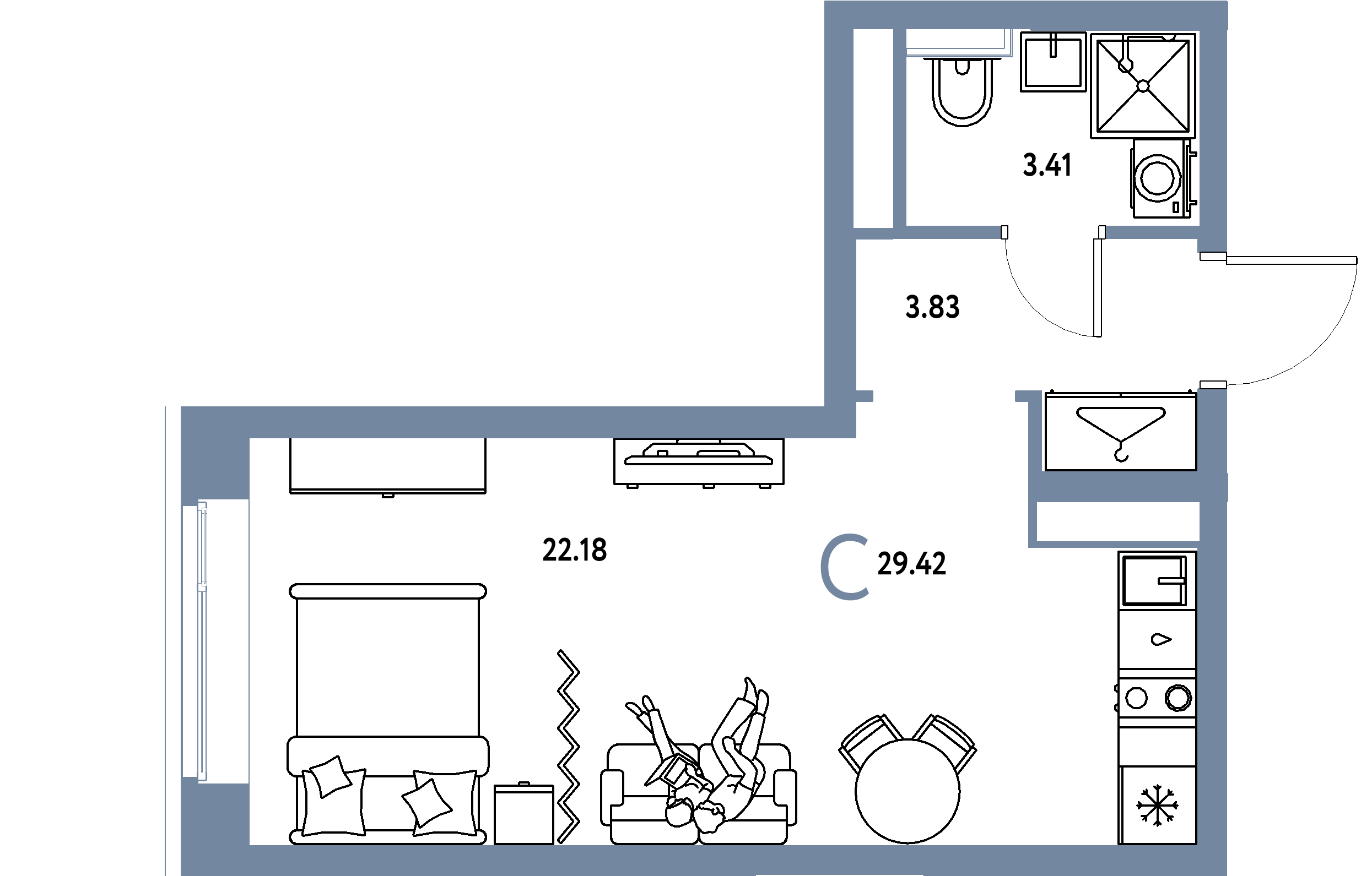 ЖК "Страна.Тополёвая"-Студия 29.42 м²