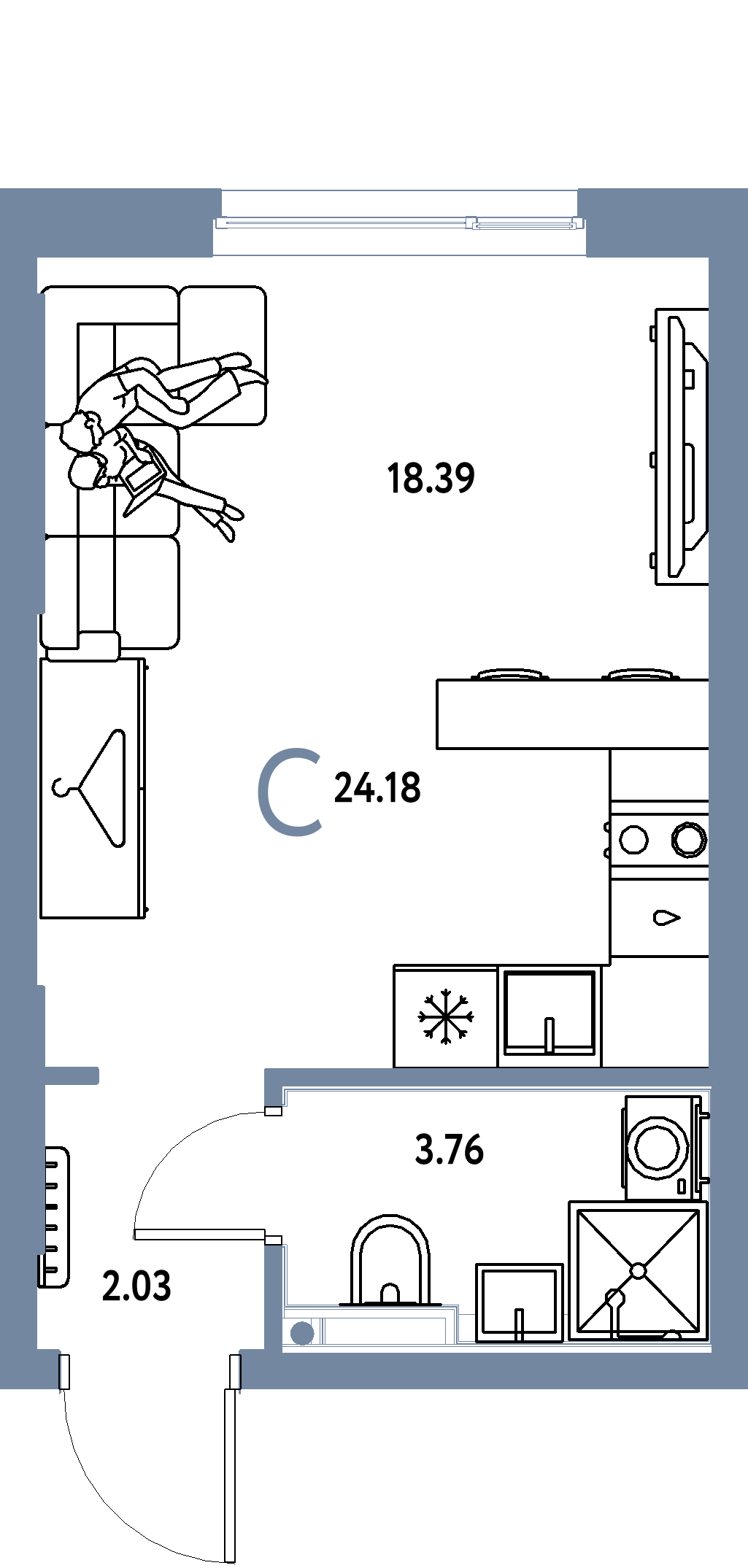 ЖК "Страна.Энтузиастов"-Студия 24.18 м²