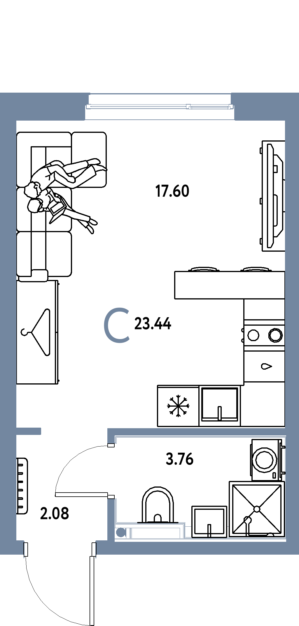 ЖК "Страна.Энтузиастов"-Студия 23.44 м²
