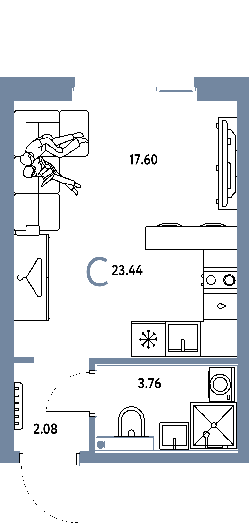 ЖК "Страна.Энтузиастов"-Студия 23.44 м²