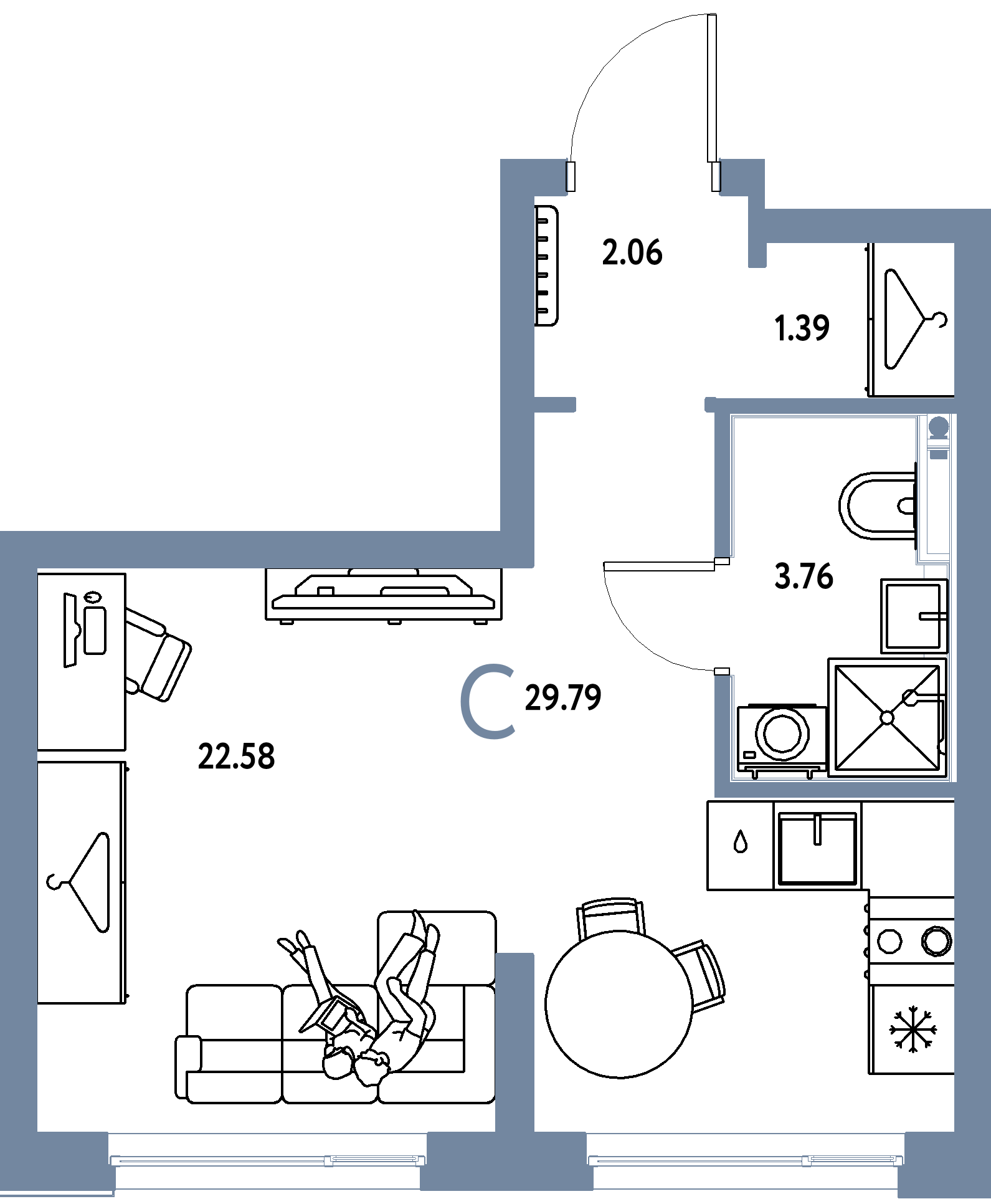 ЖК "Страна.Энтузиастов"-Студия 29.79 м²