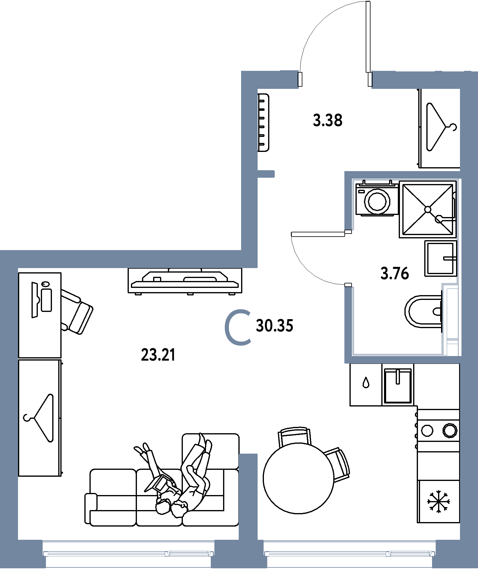 ЖК "Страна.Энтузиастов"-Студия 30.35 м²