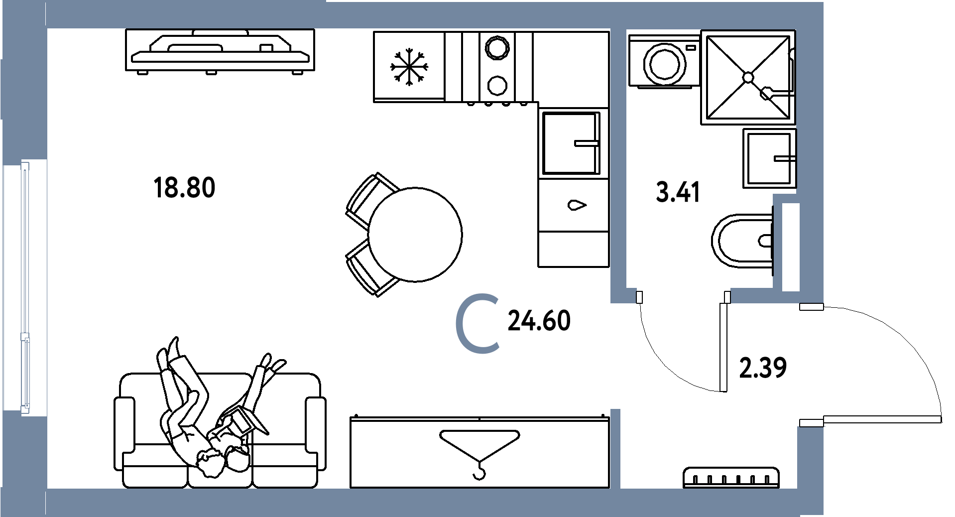 ЖК "Уральский сад"-Студия 24.6 м²