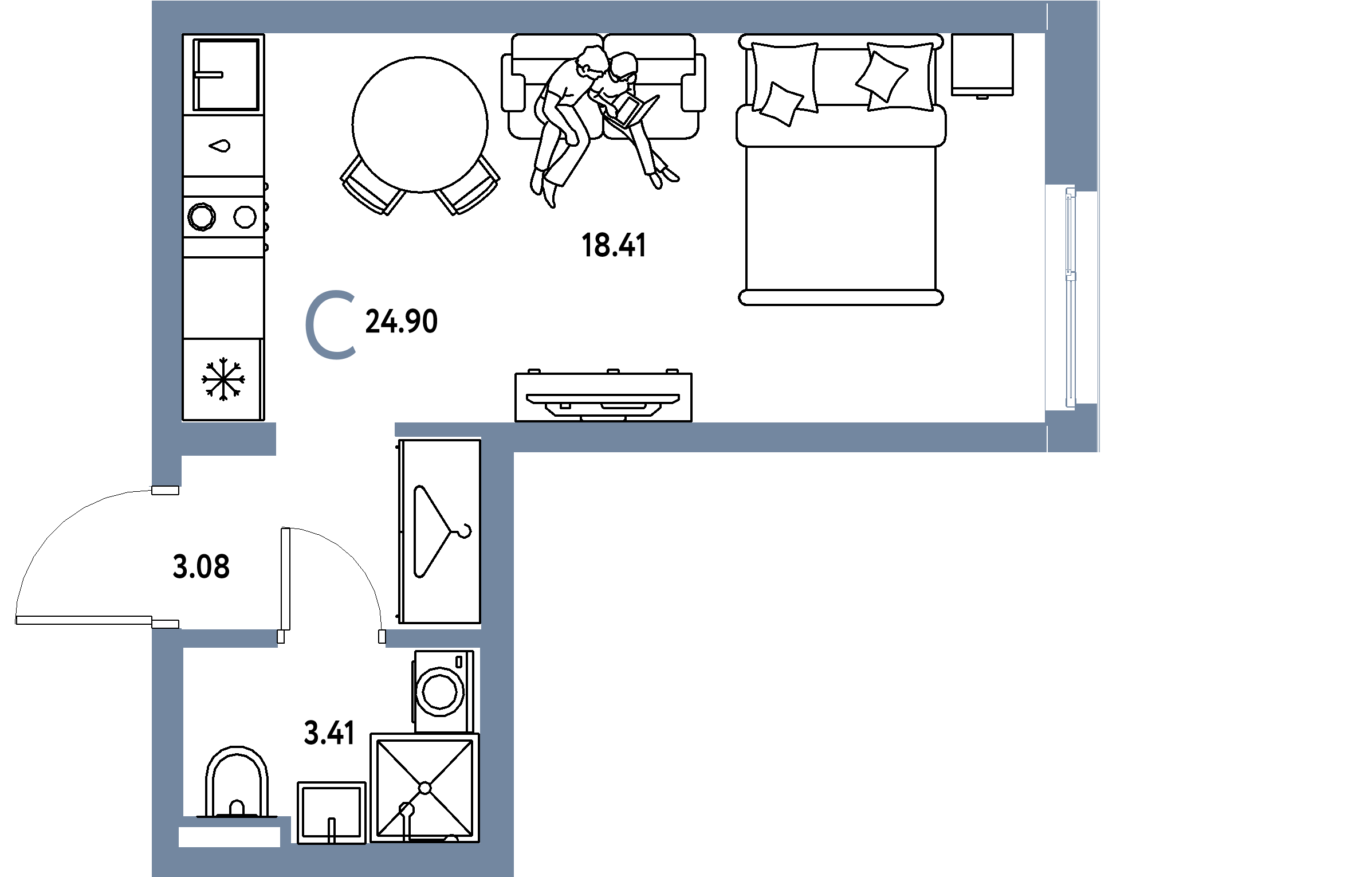 ЖК "Уральский сад"-Студия 24.9 м²