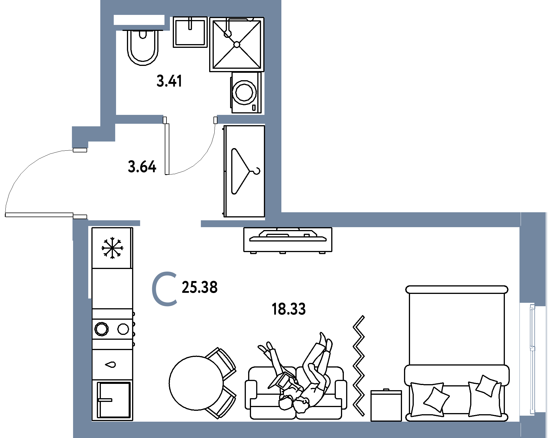 ЖК "Уральский сад"-Студия 25.38 м²