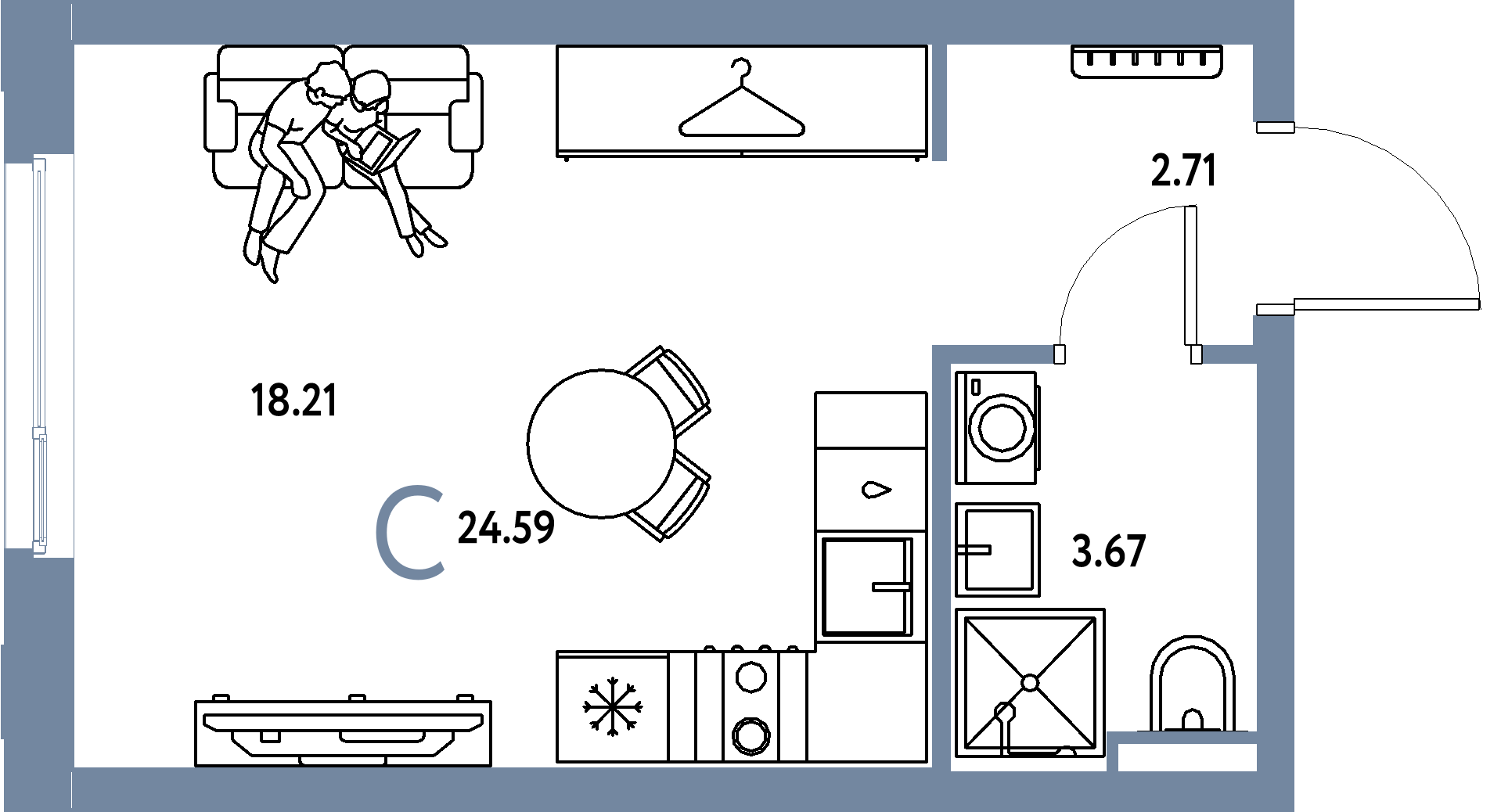 ЖК "Уральский сад"-Студия 24.59 м²