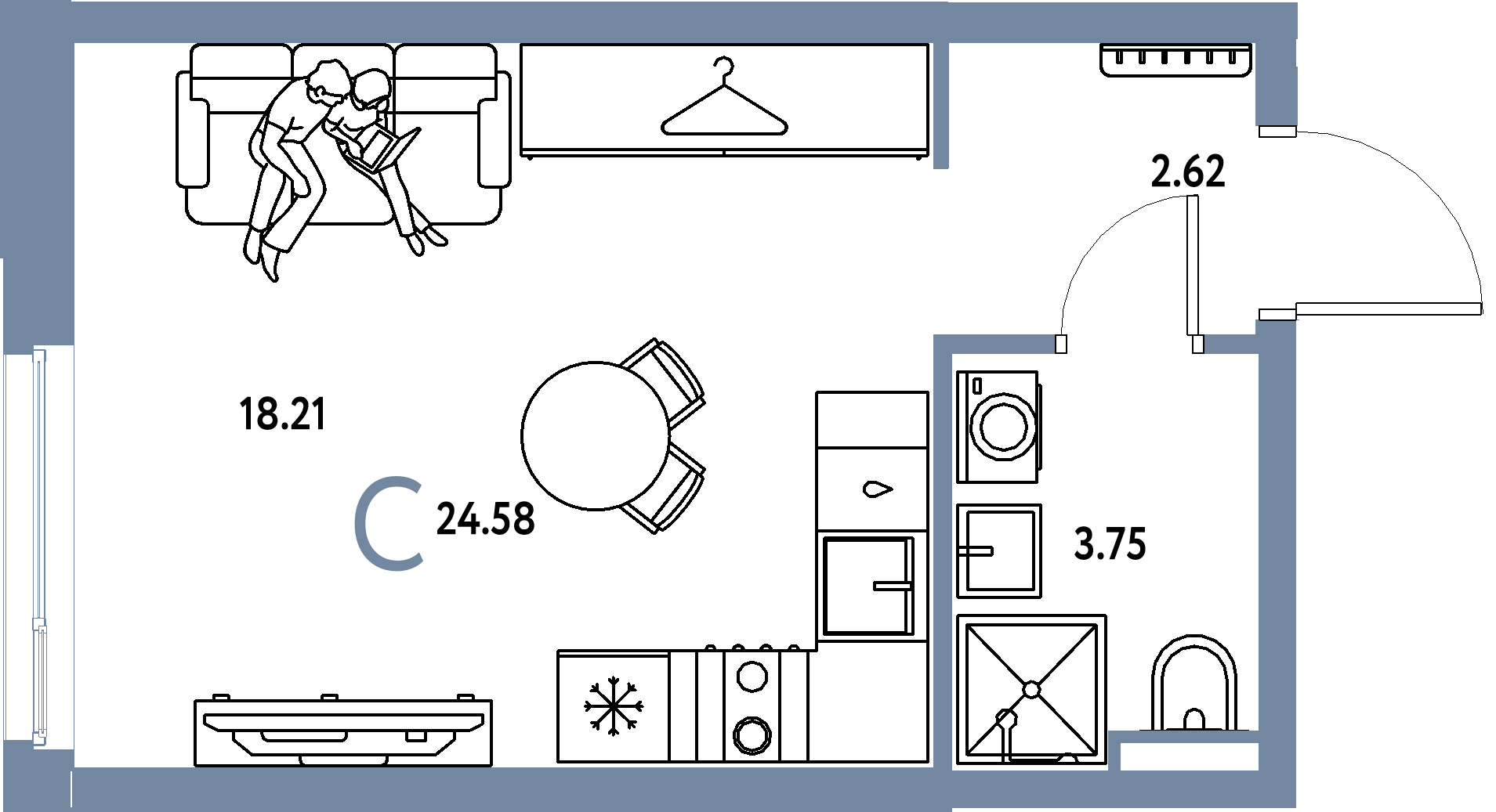 ЖК "Уральский сад"-Студия 24.58 м²