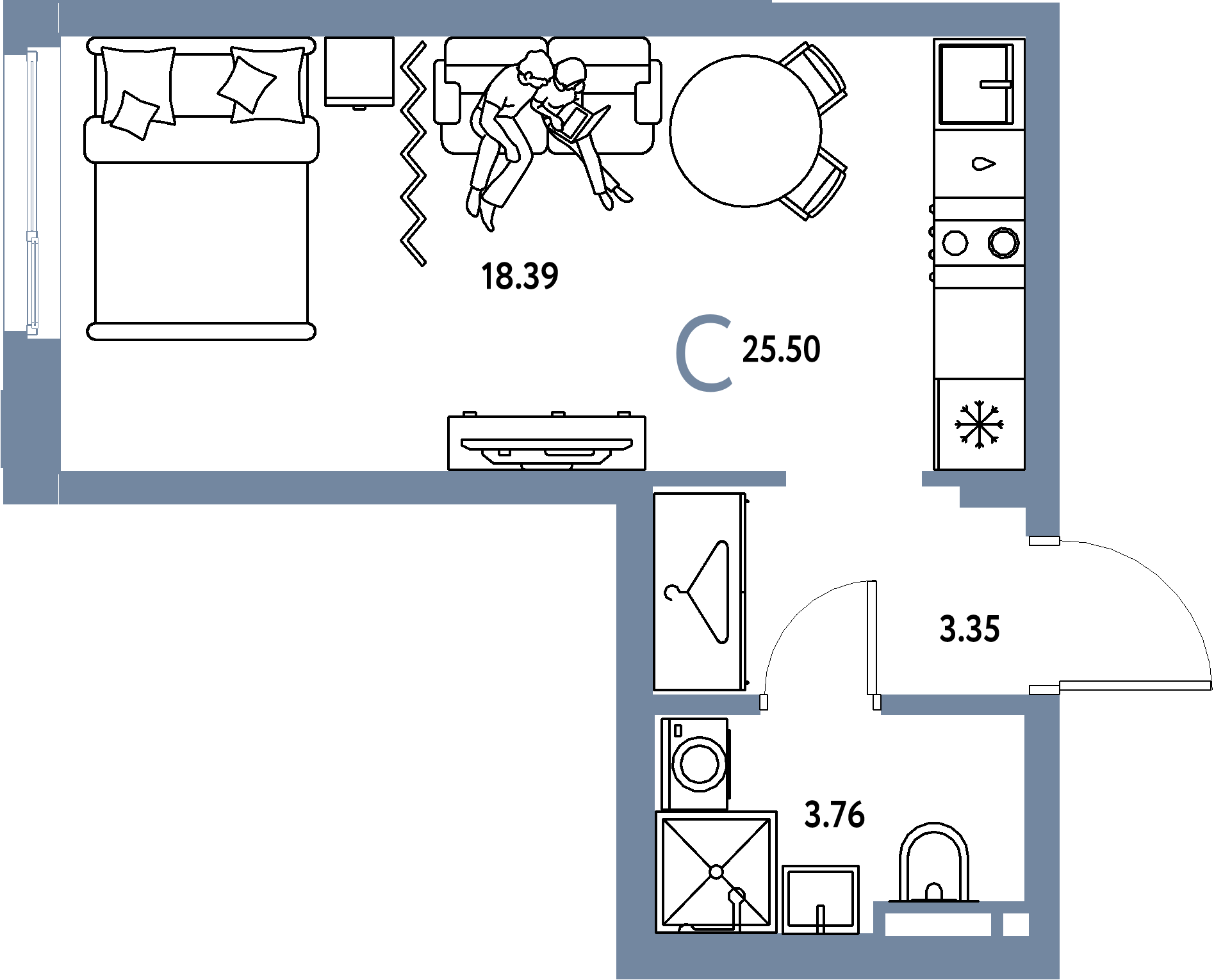 ЖК "Уральский сад"-Студия 25.5 м²