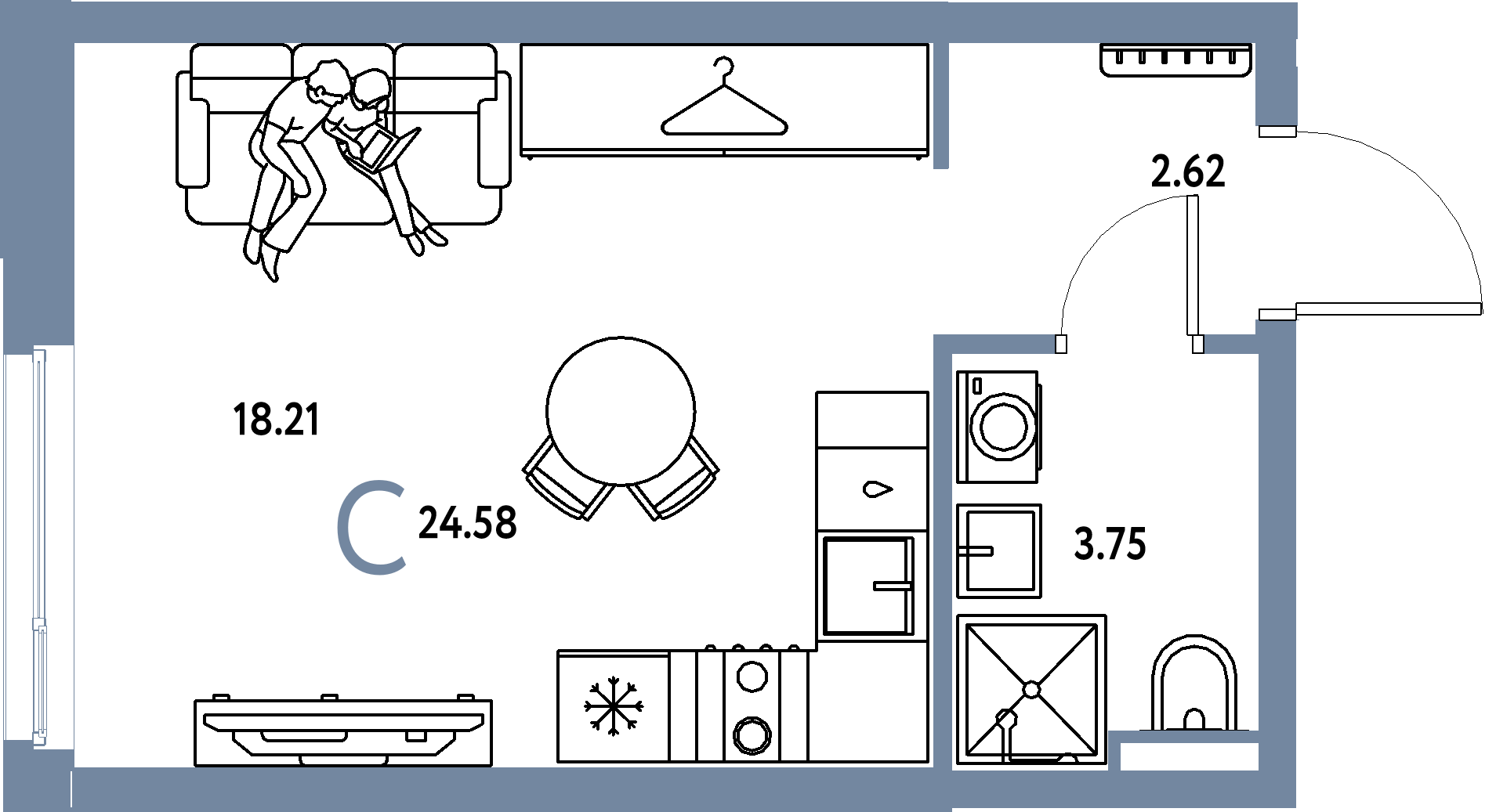 ЖК "Уральский сад"-Студия 24.58 м²
