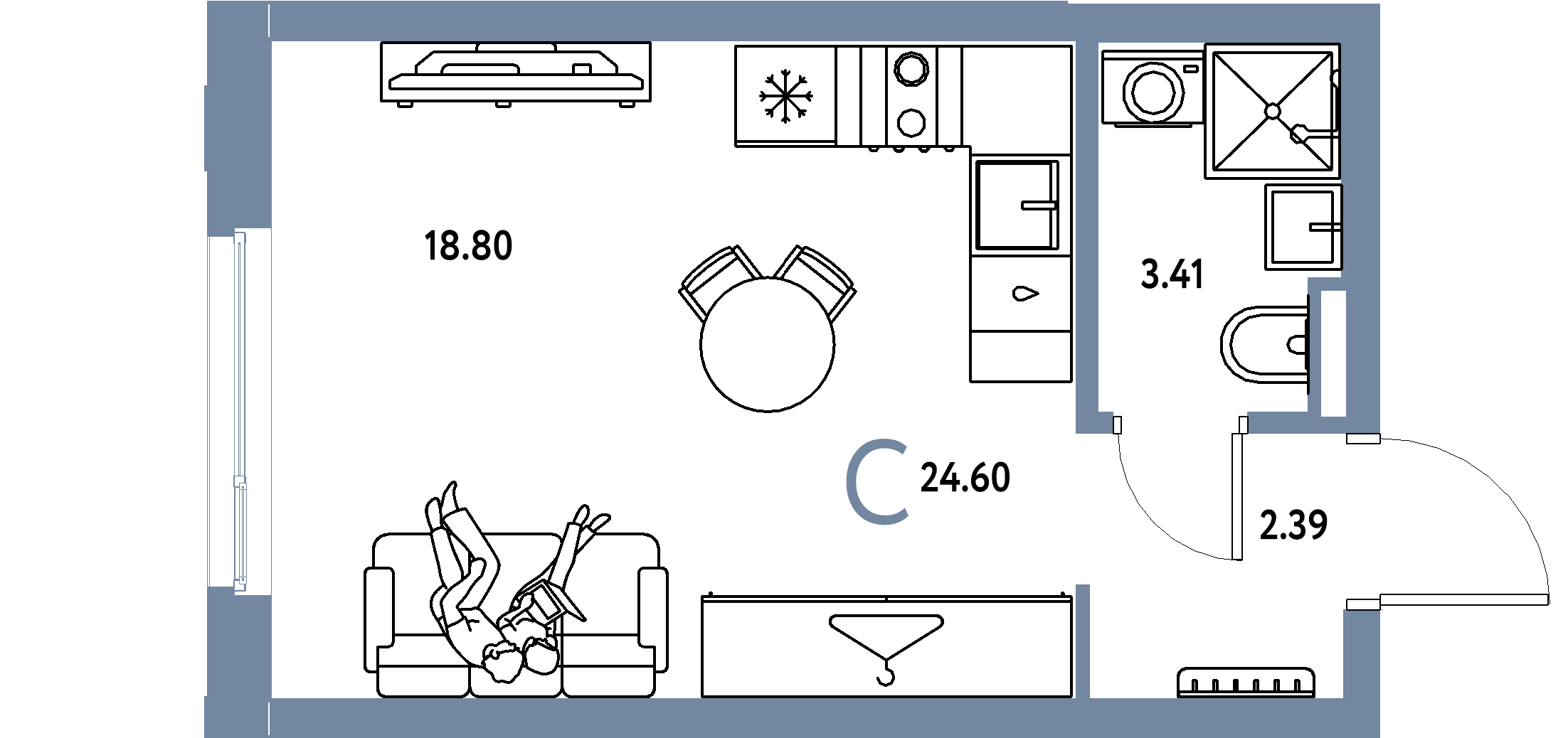 ЖК "Уральский сад"-Студия 24.6 м²