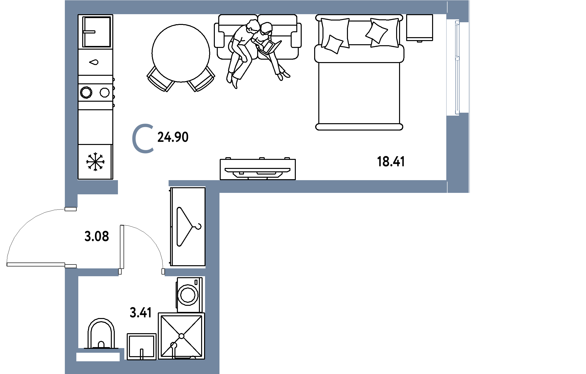 ЖК "Уральский сад"-Студия 24.9 м²