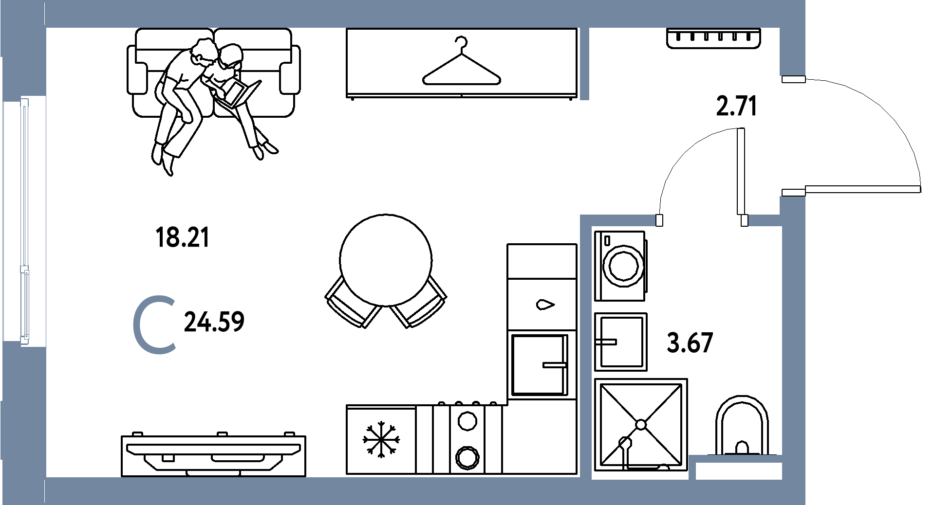 ЖК "Уральский сад"-Студия 24.59 м²