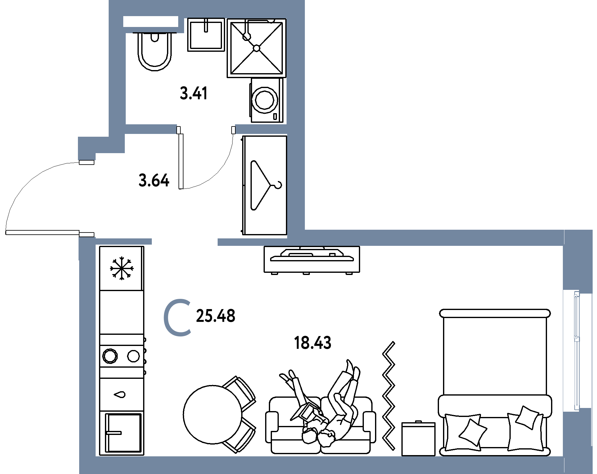 ЖК "Уральский сад"-Студия 25.48 м²