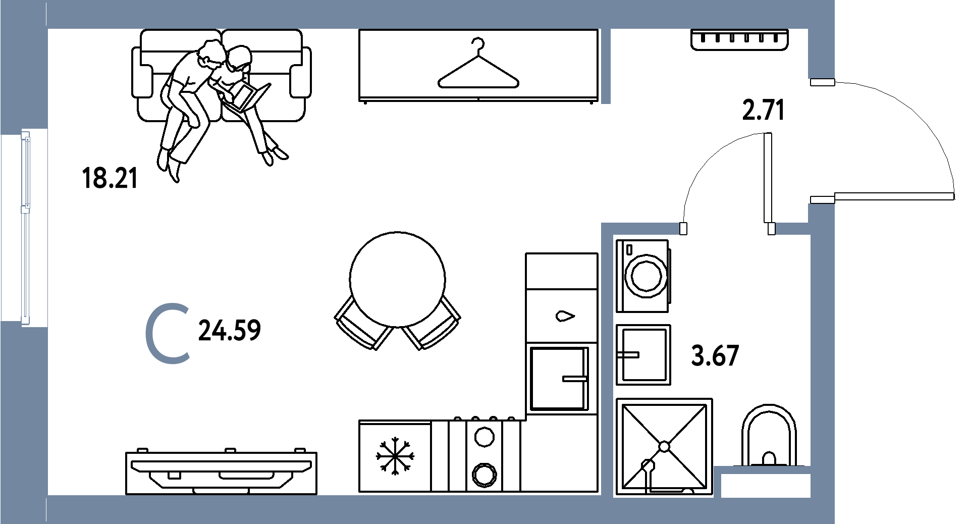 ЖК "Уральский сад"-Студия 24.59 м²