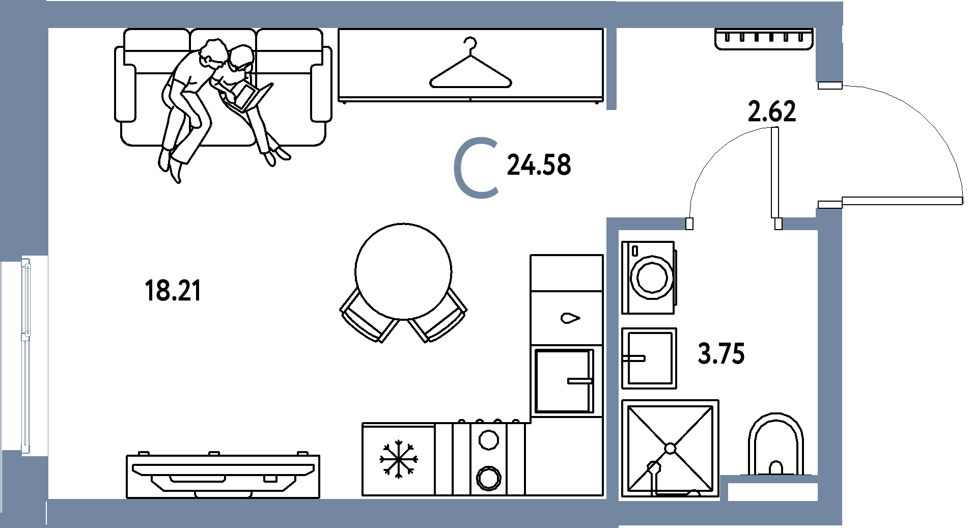 ЖК "Уральский сад"-Студия 24.58 м²