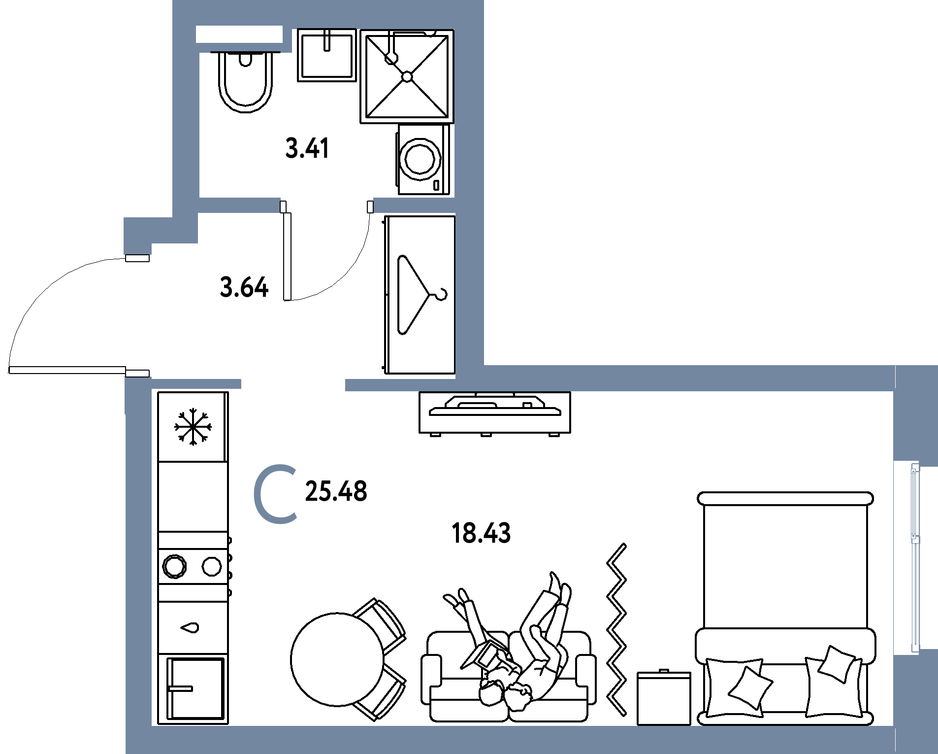 ЖК "Уральский сад"-Студия 25.48 м²