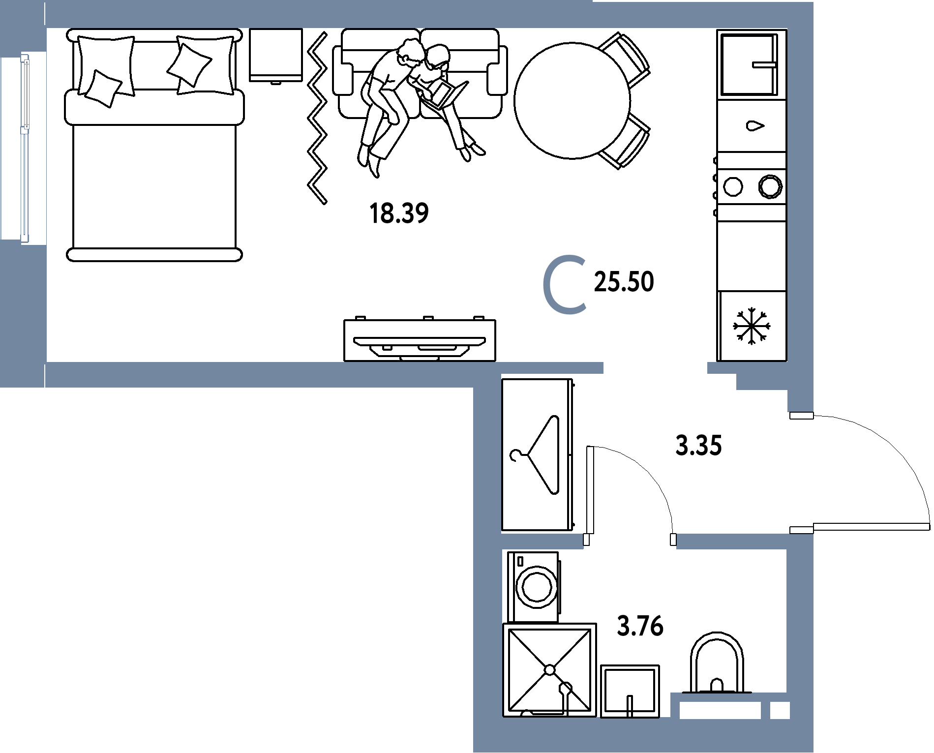ЖК "Уральский сад"-Студия 25.5 м²
