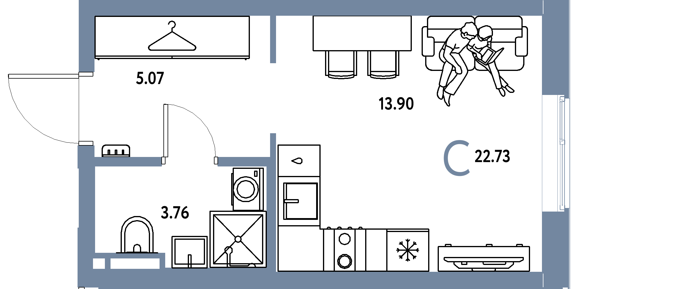 ЖК "Уральский сад"-Студия 22.73 м²