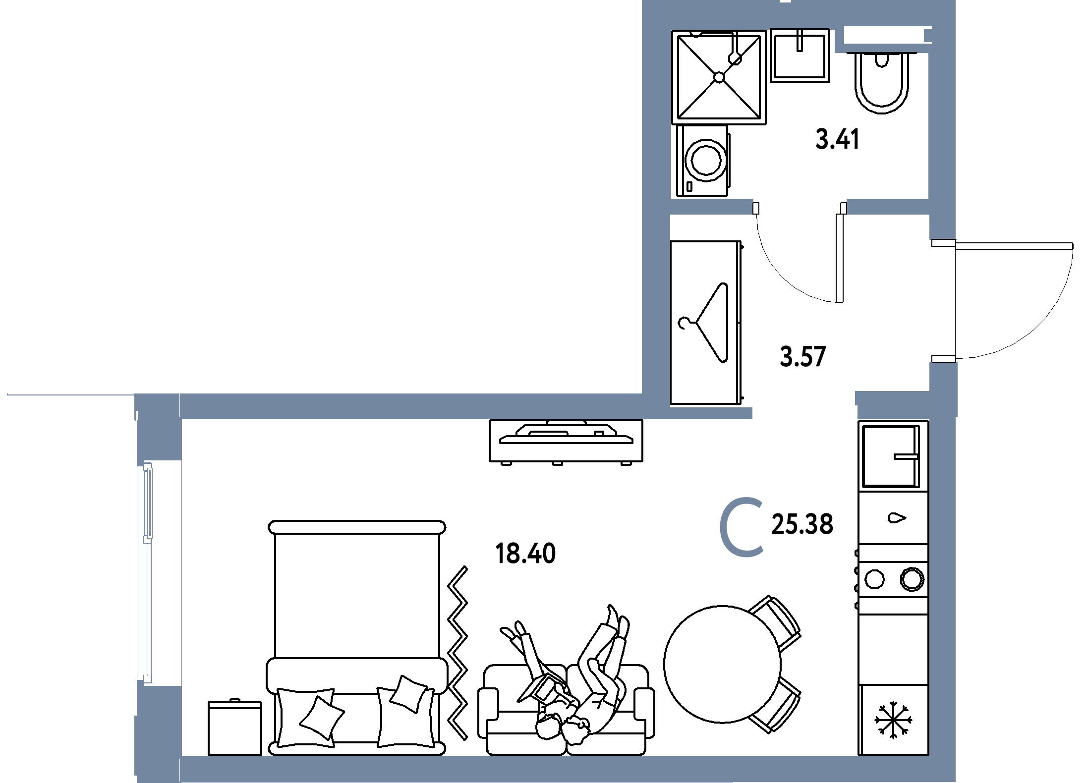 ЖК "Уральский сад"-Студия 25.38 м²