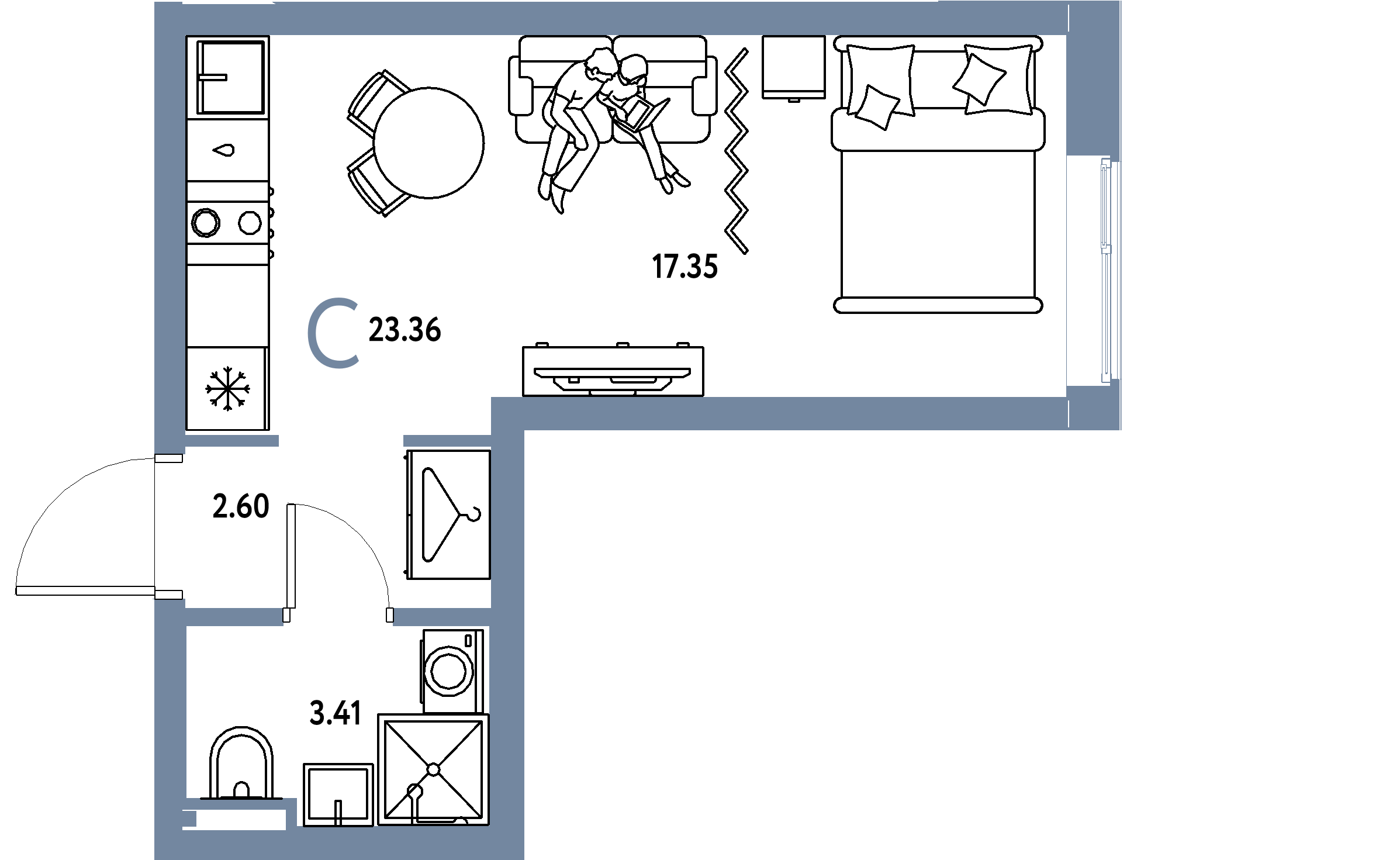 ЖК "Уральский сад"-Студия 23.36 м²