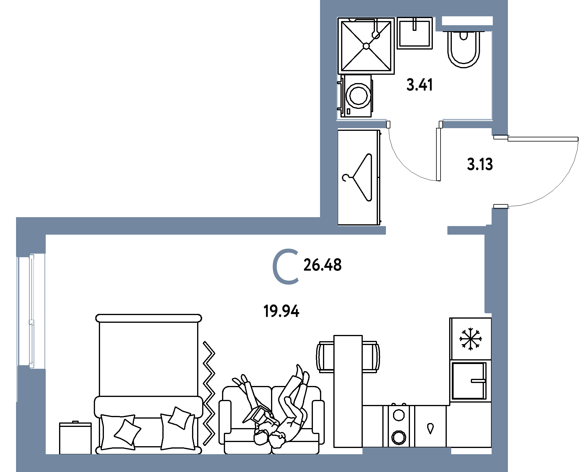 ЖК "Уральский сад"-Студия 26.48 м²
