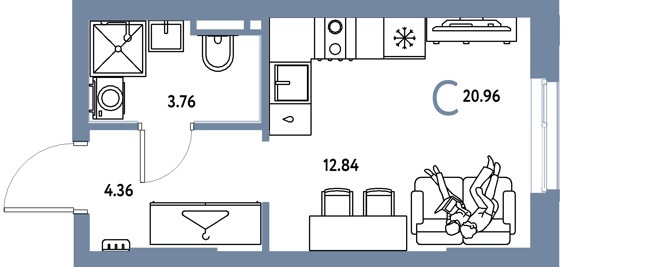 ЖК "Уральский сад"-Студия 20.96 м²