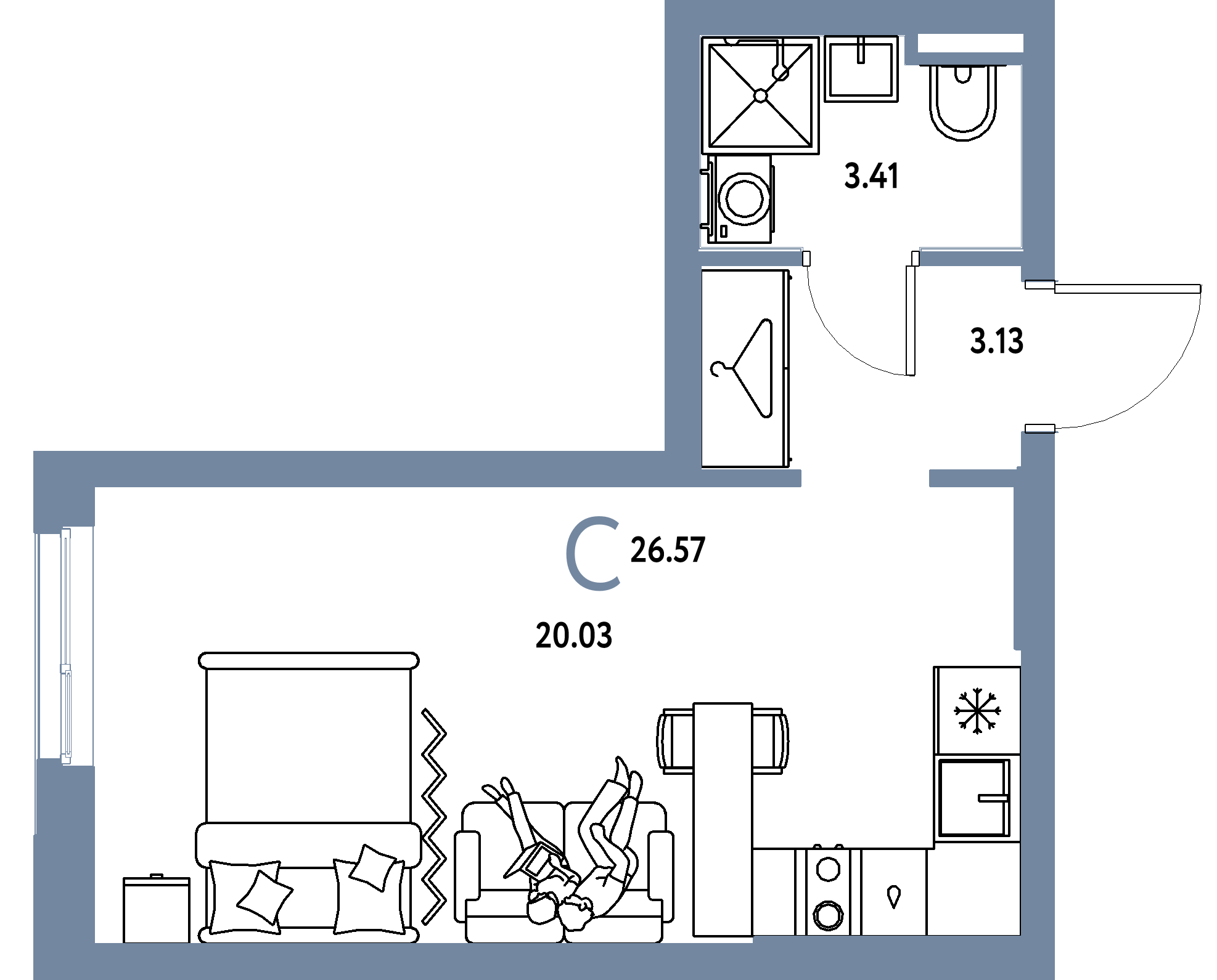 ЖК "Уральский сад"-Студия 26.57 м²