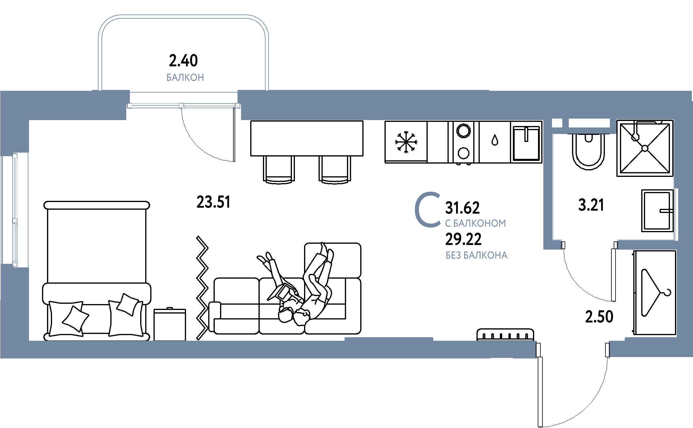 ЖК "Уральский сад"-Студия 31.62 м²