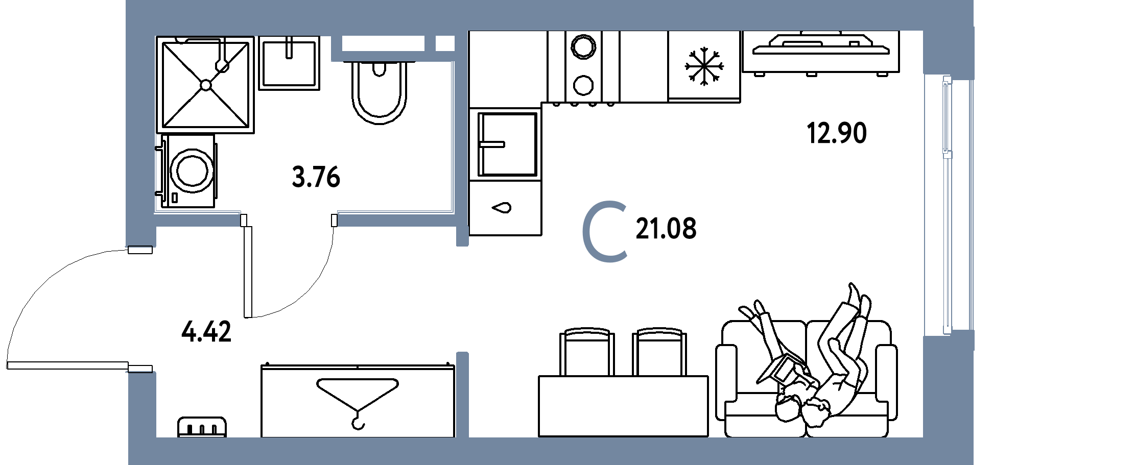 ЖК "Уральский сад"-Студия 21.08 м²