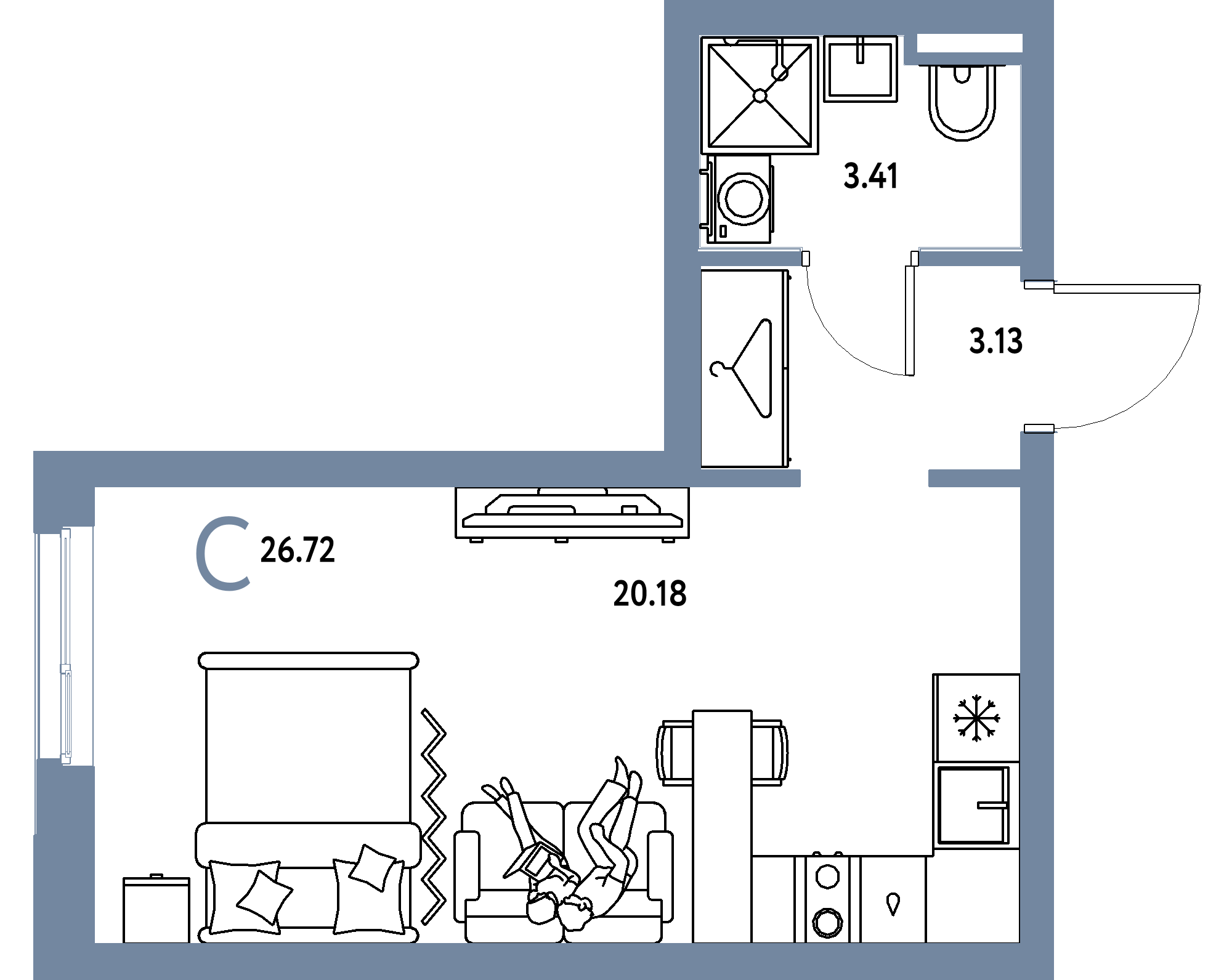 ЖК "Уральский сад"-Студия 26.72 м²
