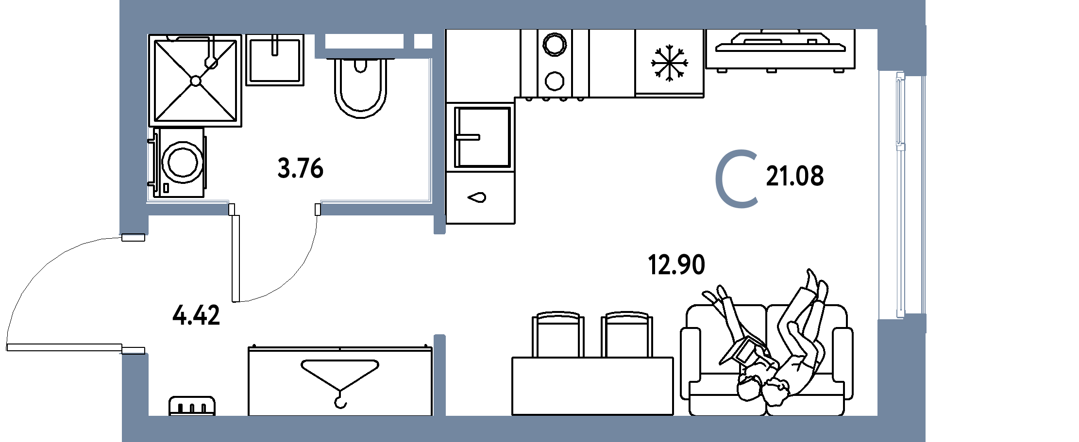 ЖК "Уральский сад"-Студия 21.08 м²