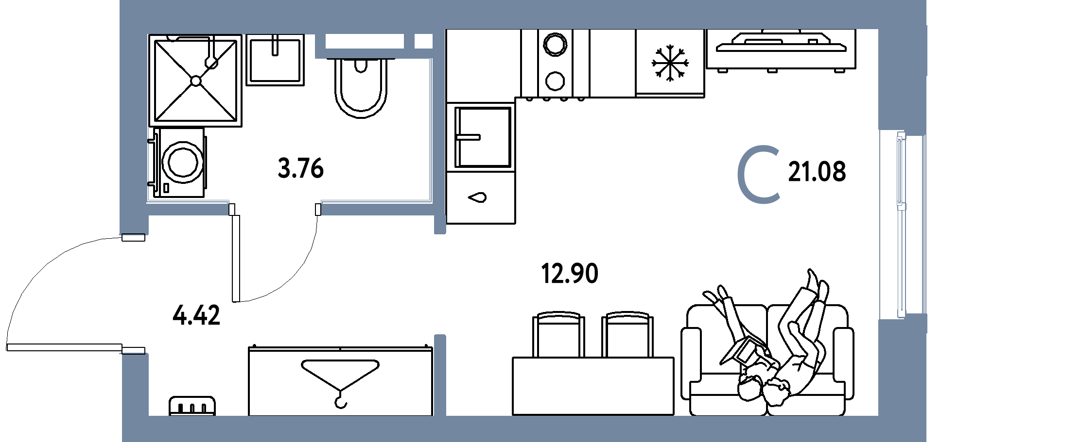 ЖК "Уральский сад"-Студия 21.08 м²