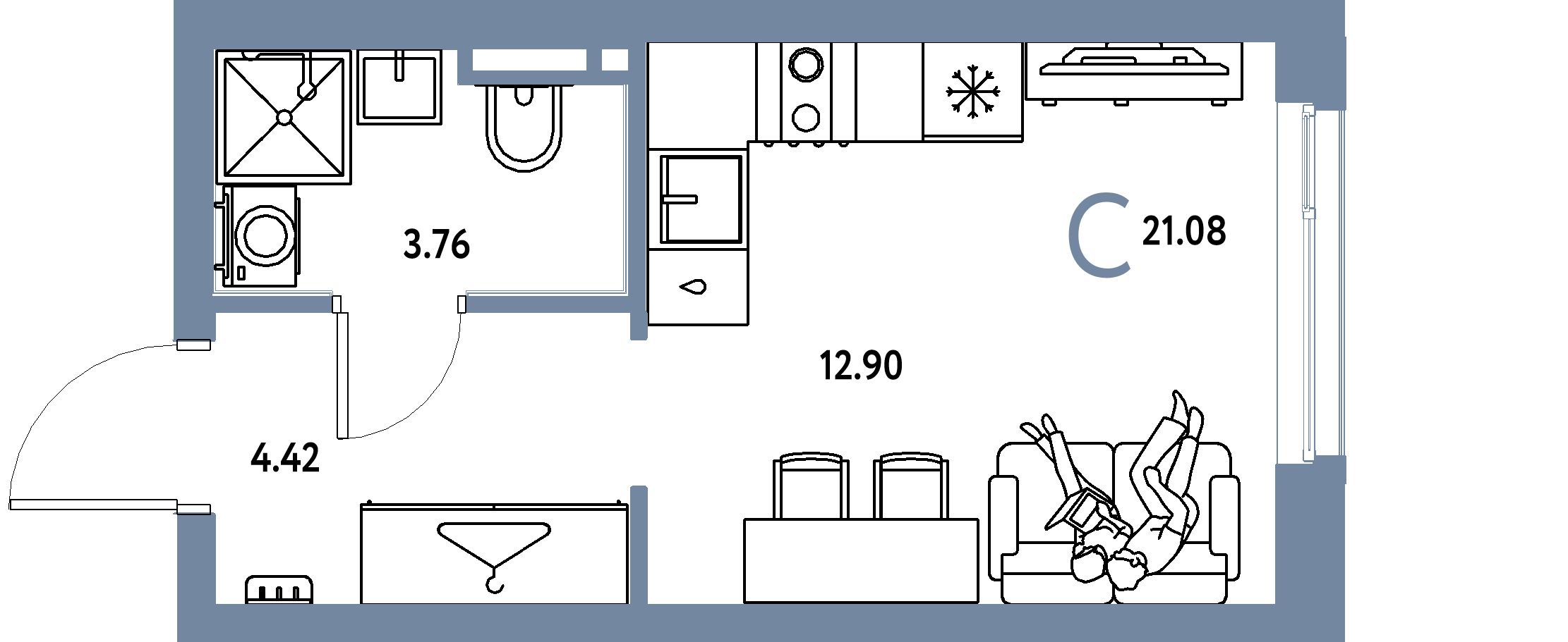 ЖК "Уральский сад"-Студия 21.08 м²