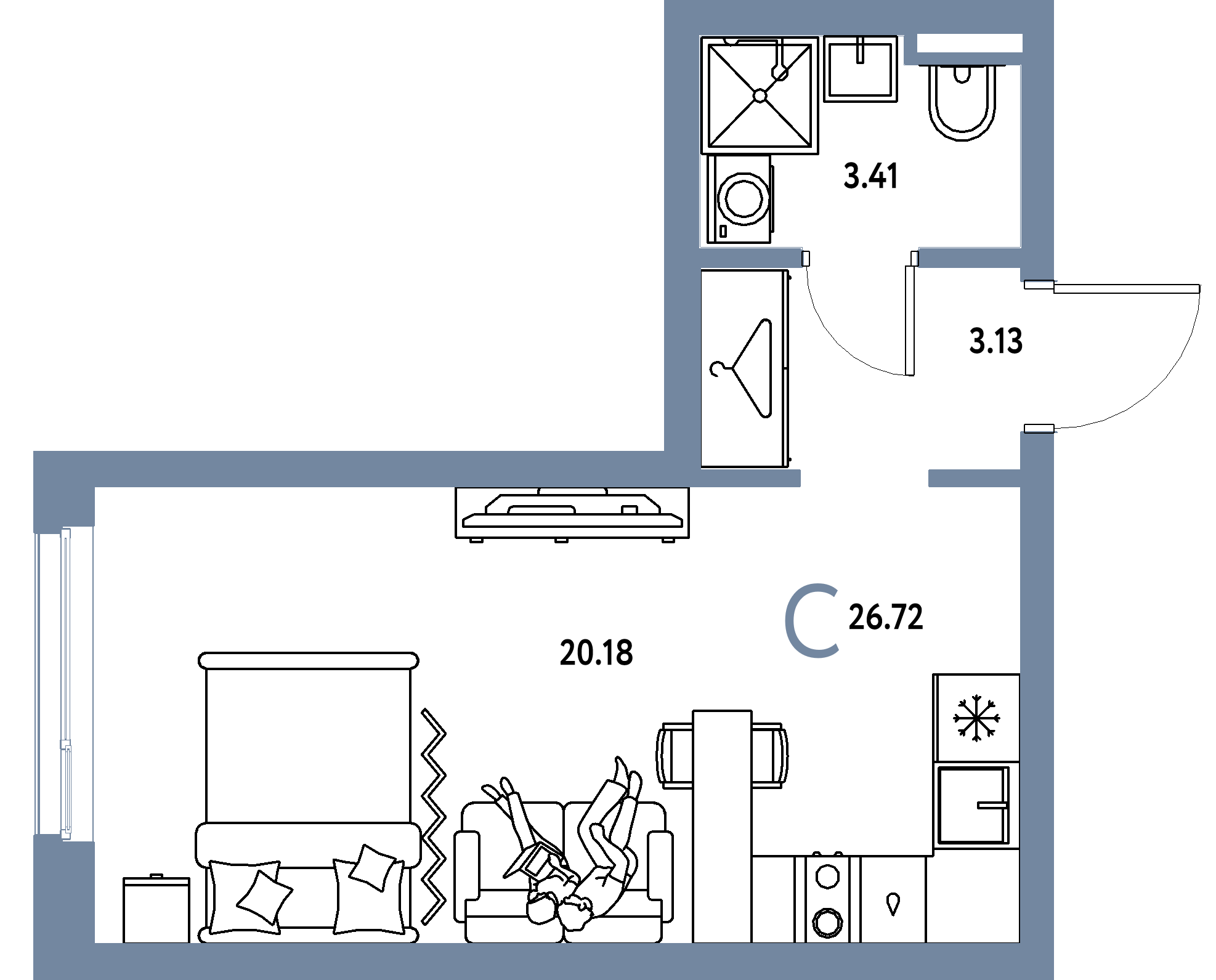 ЖК "Уральский сад"-Студия 26.72 м²
