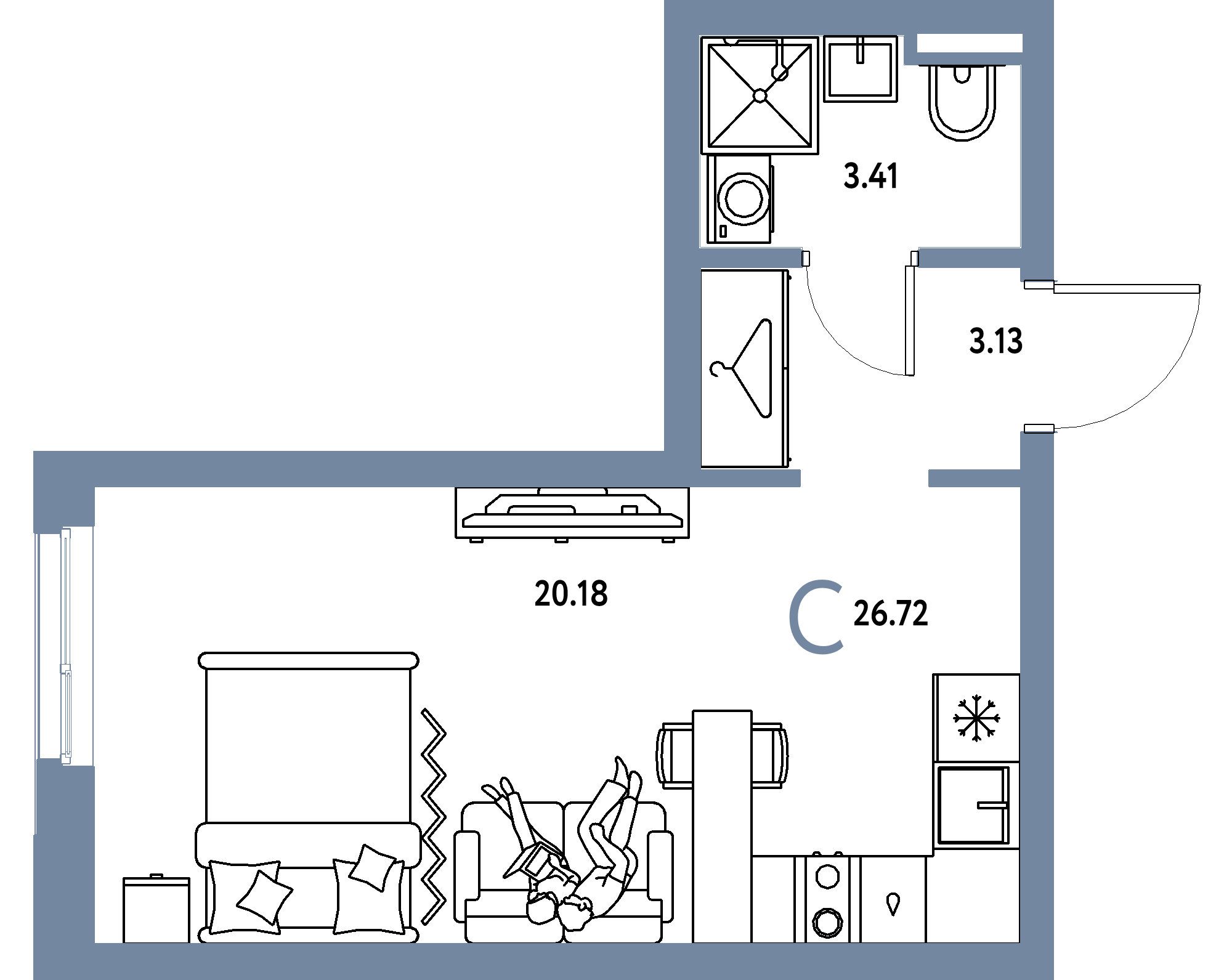 ЖК "Уральский сад"-Студия 26.72 м²