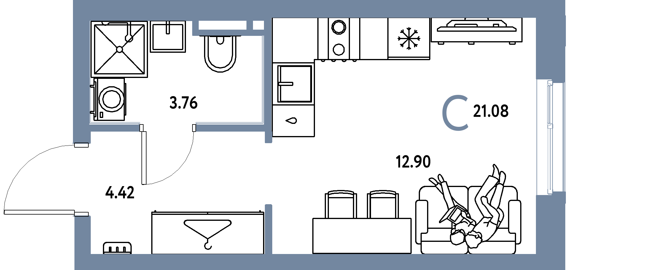 ЖК "Уральский сад"-Студия 21.08 м²