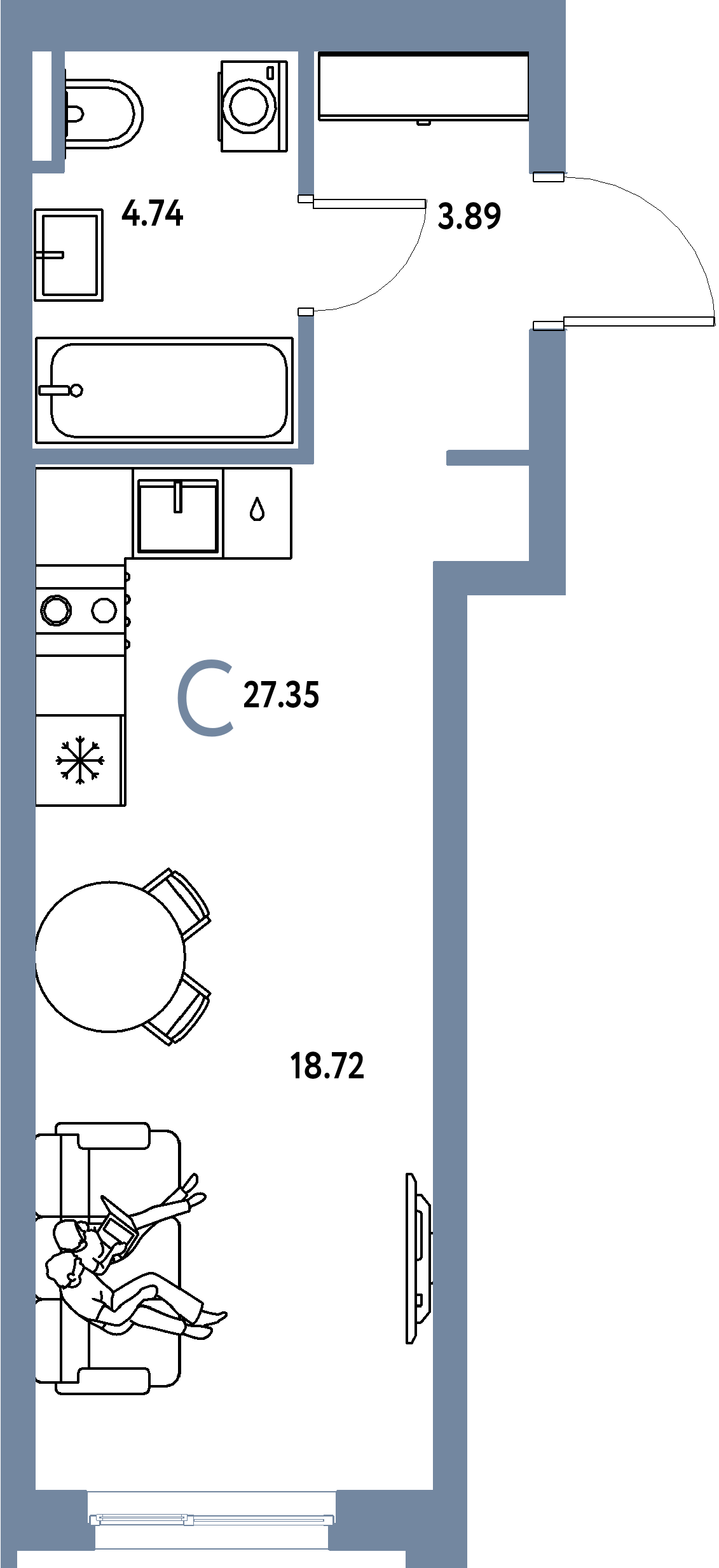 ЖК "Уральский сад"-Студия 27.35 м²