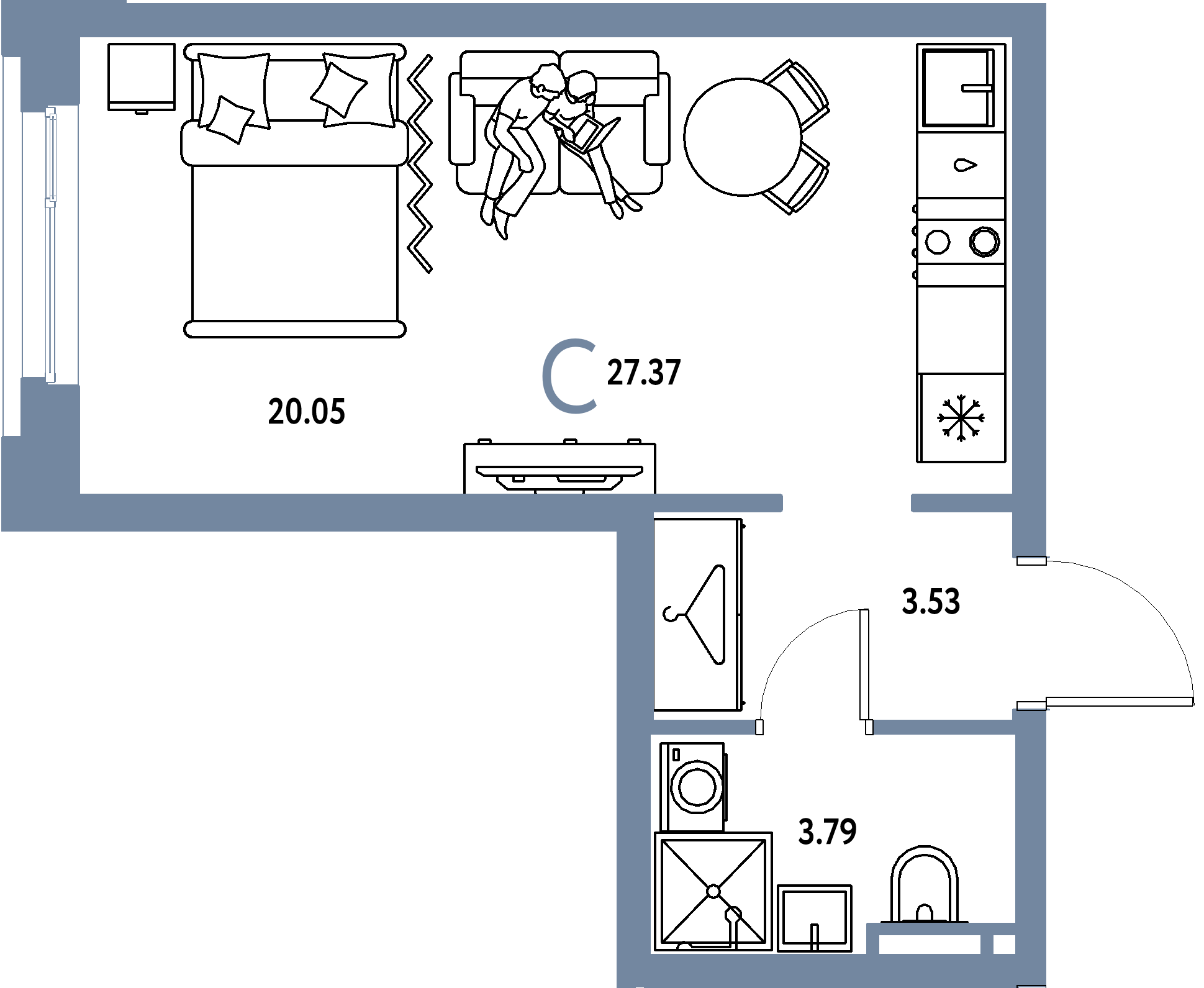 ЖК "Уральский сад"-Студия 27.37 м²