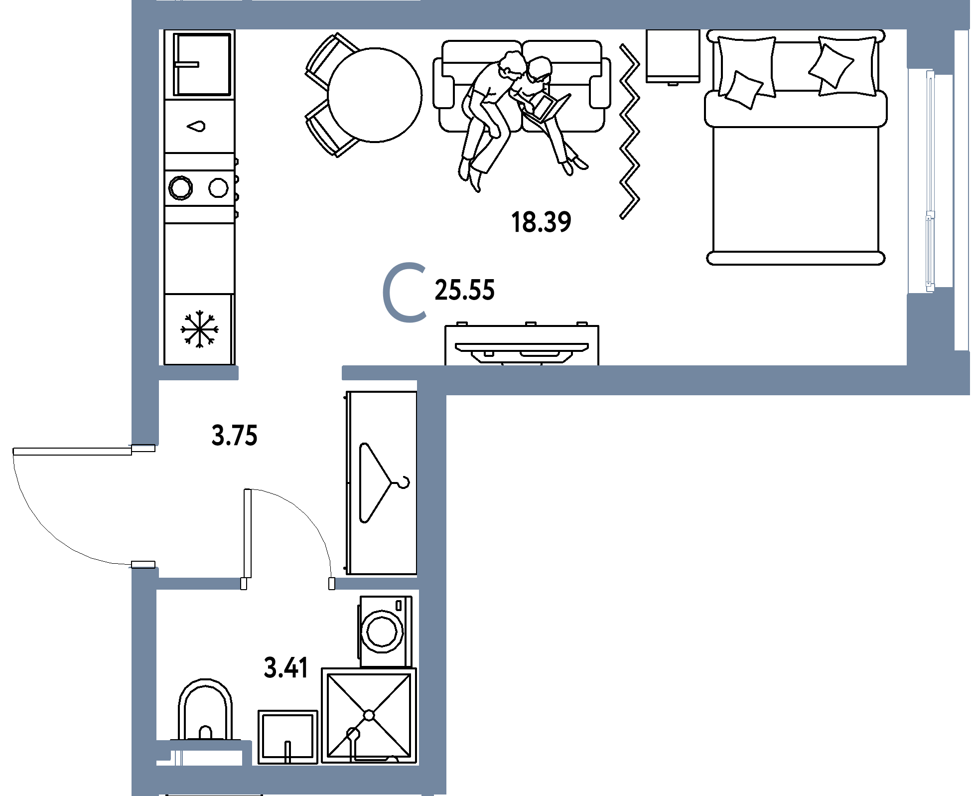 ЖК "Уральский сад"-Студия 25.55 м²