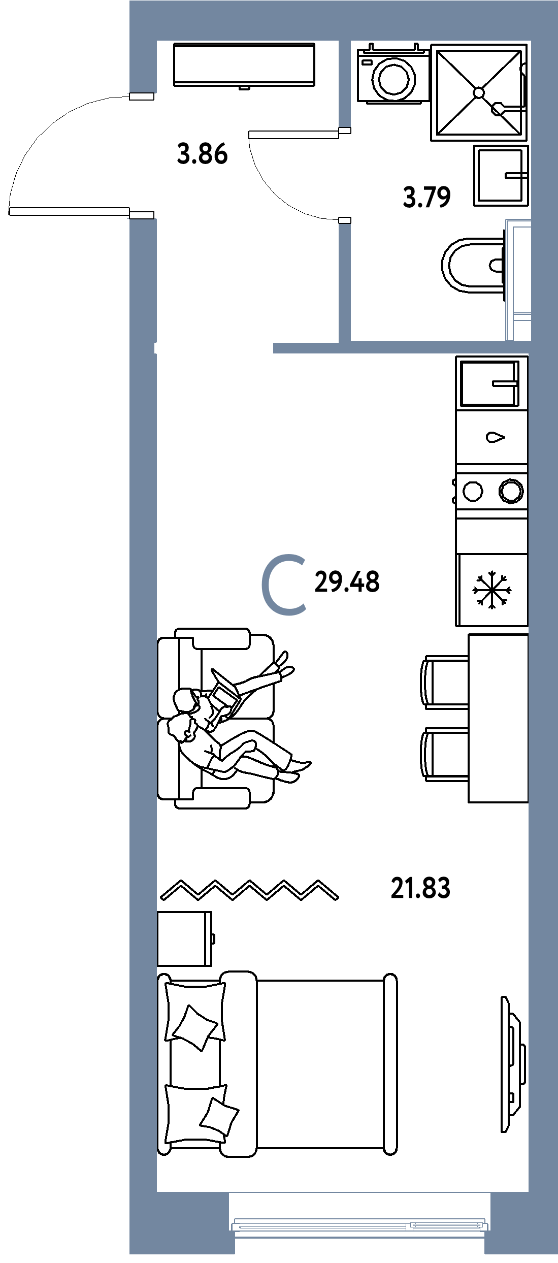 ЖК "Уральский сад"-Студия 29.48 м²