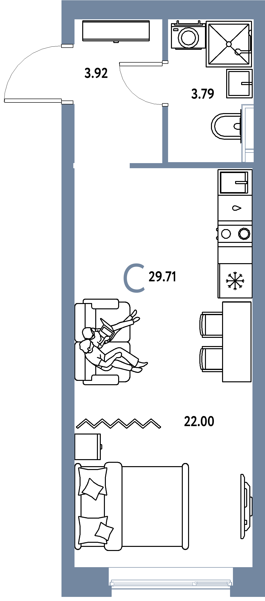 ЖК "Уральский сад"-Студия 29.71 м²