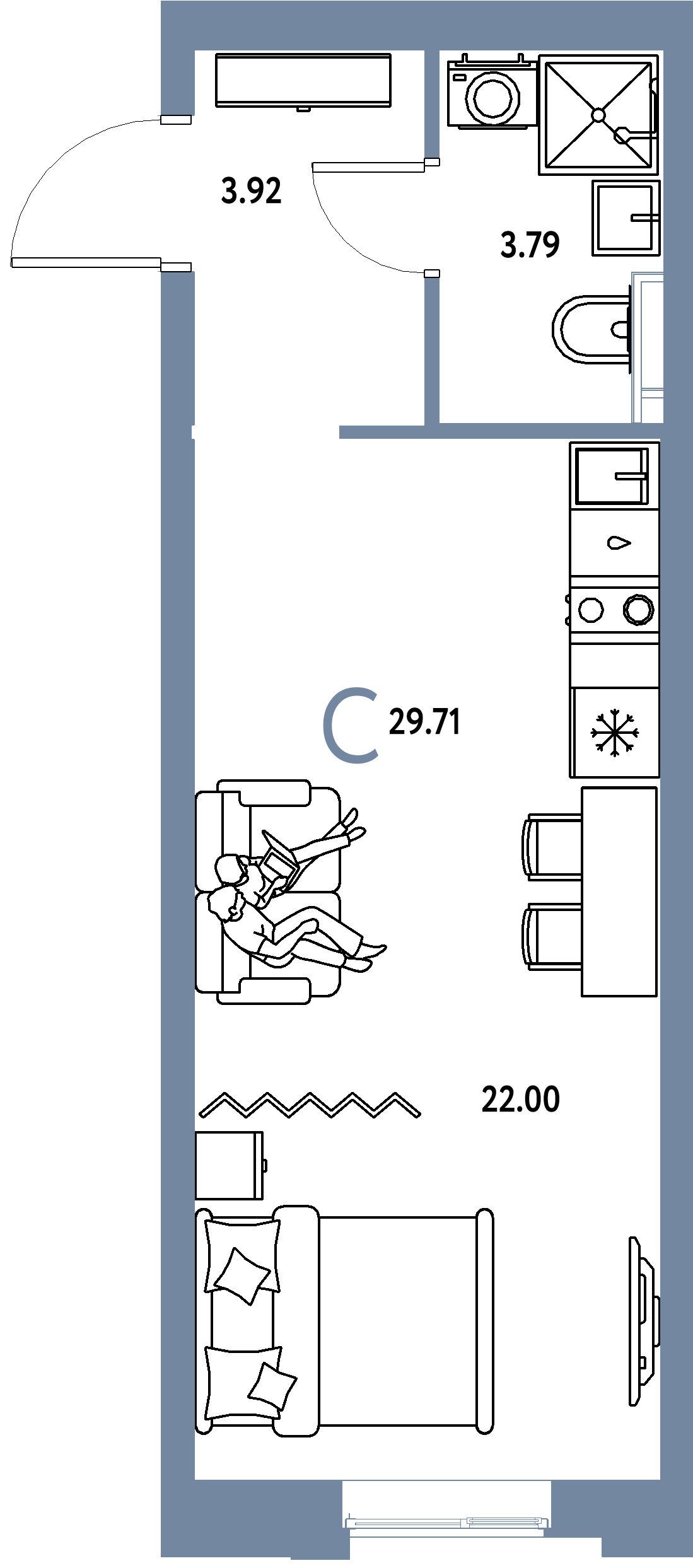 ЖК "Уральский сад"-Студия 29.71 м²