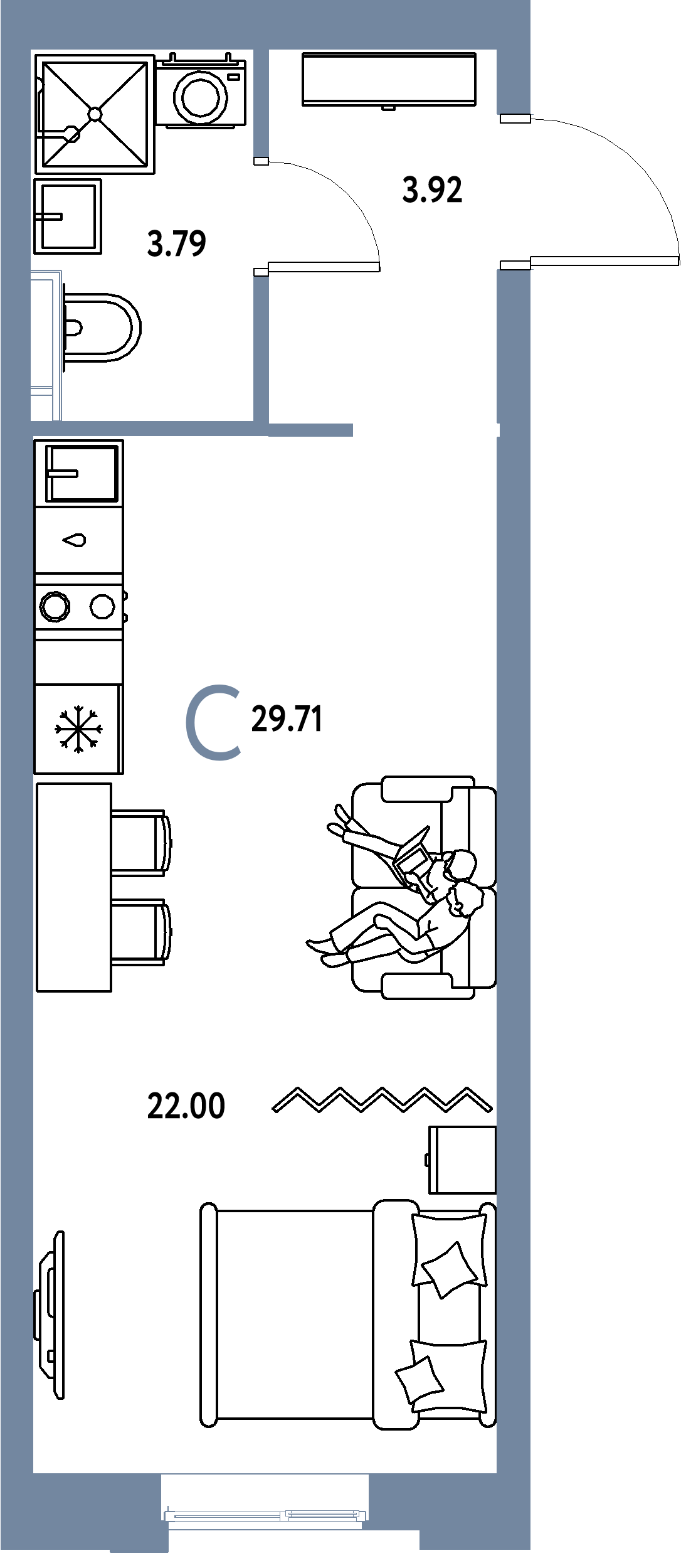 ЖК "Уральский сад"-Студия 29.71 м²