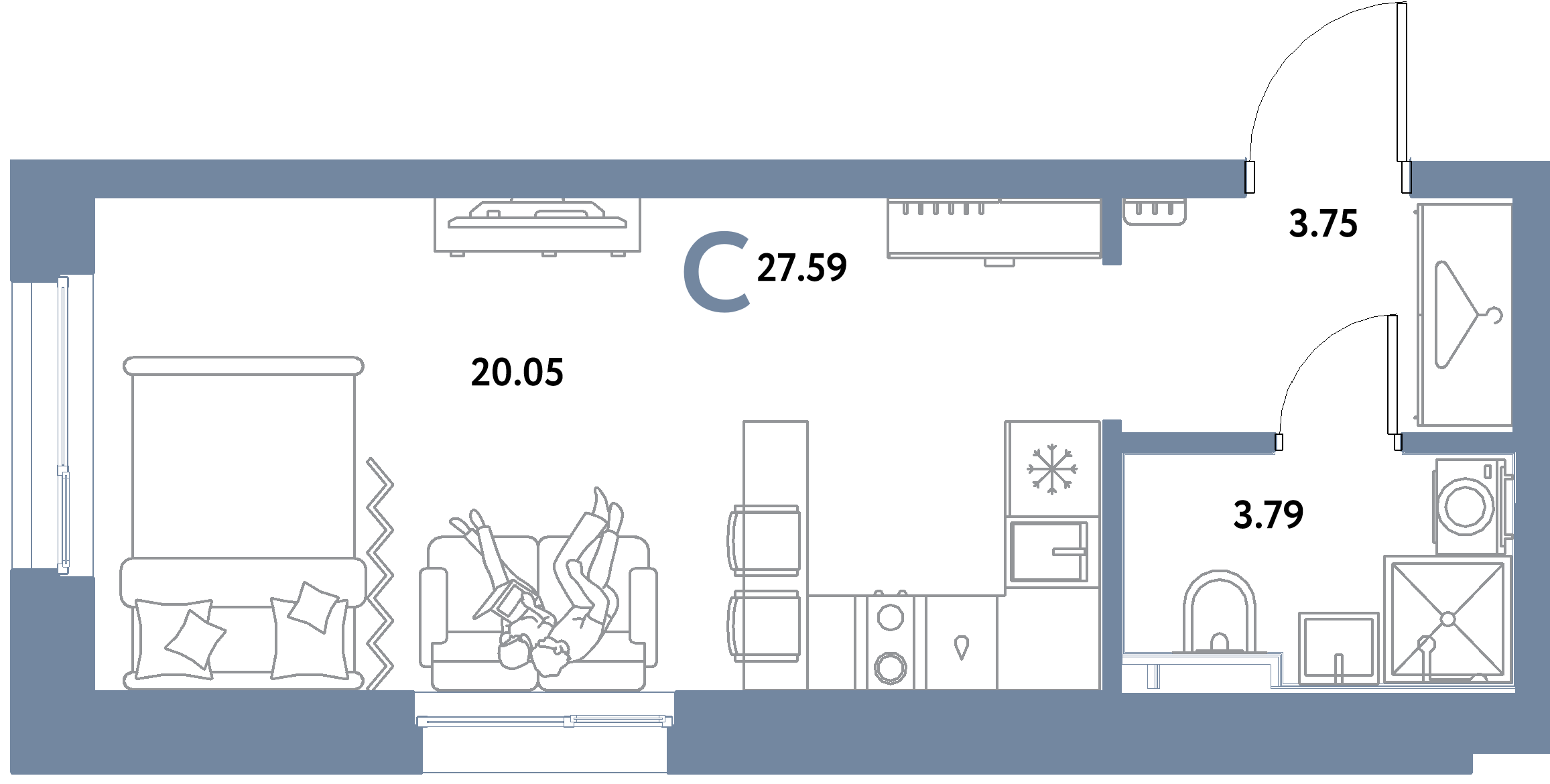 ЖК "Уральский сад"-Студия 27.59 м²